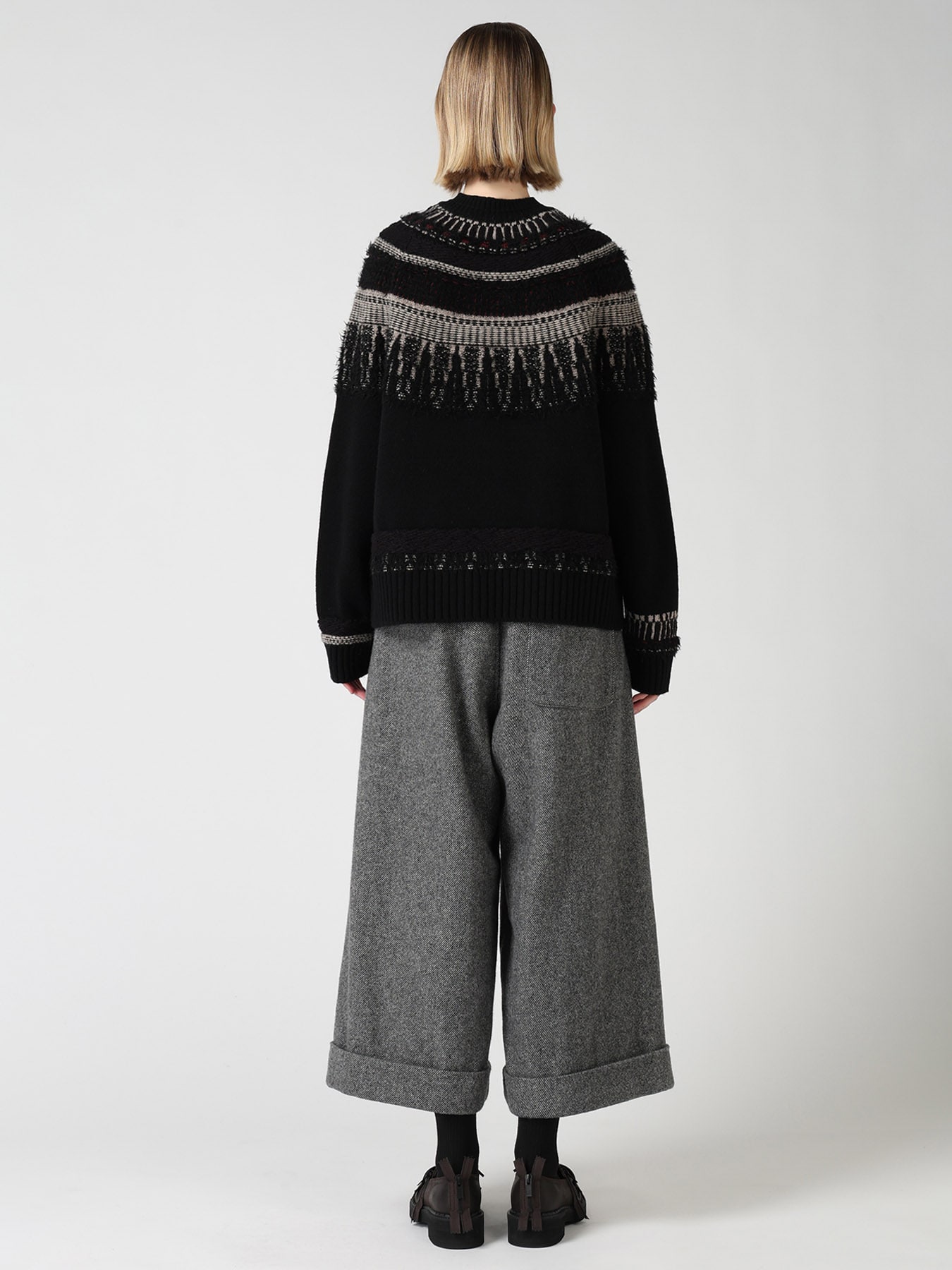 MULTI-MATERIAL NORDIC CARDIGAN