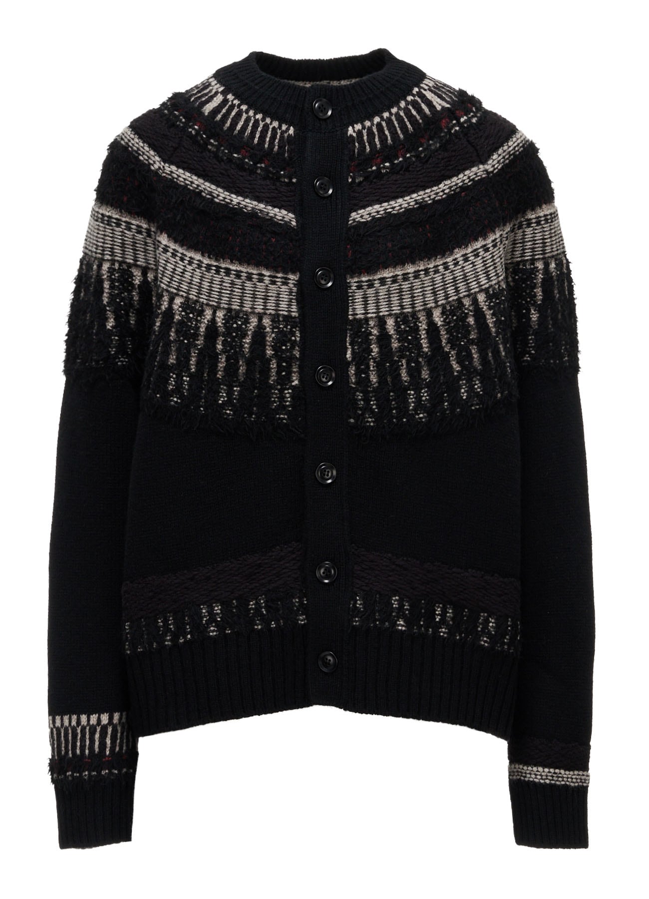 MULTI-MATERIAL NORDIC CARDIGAN