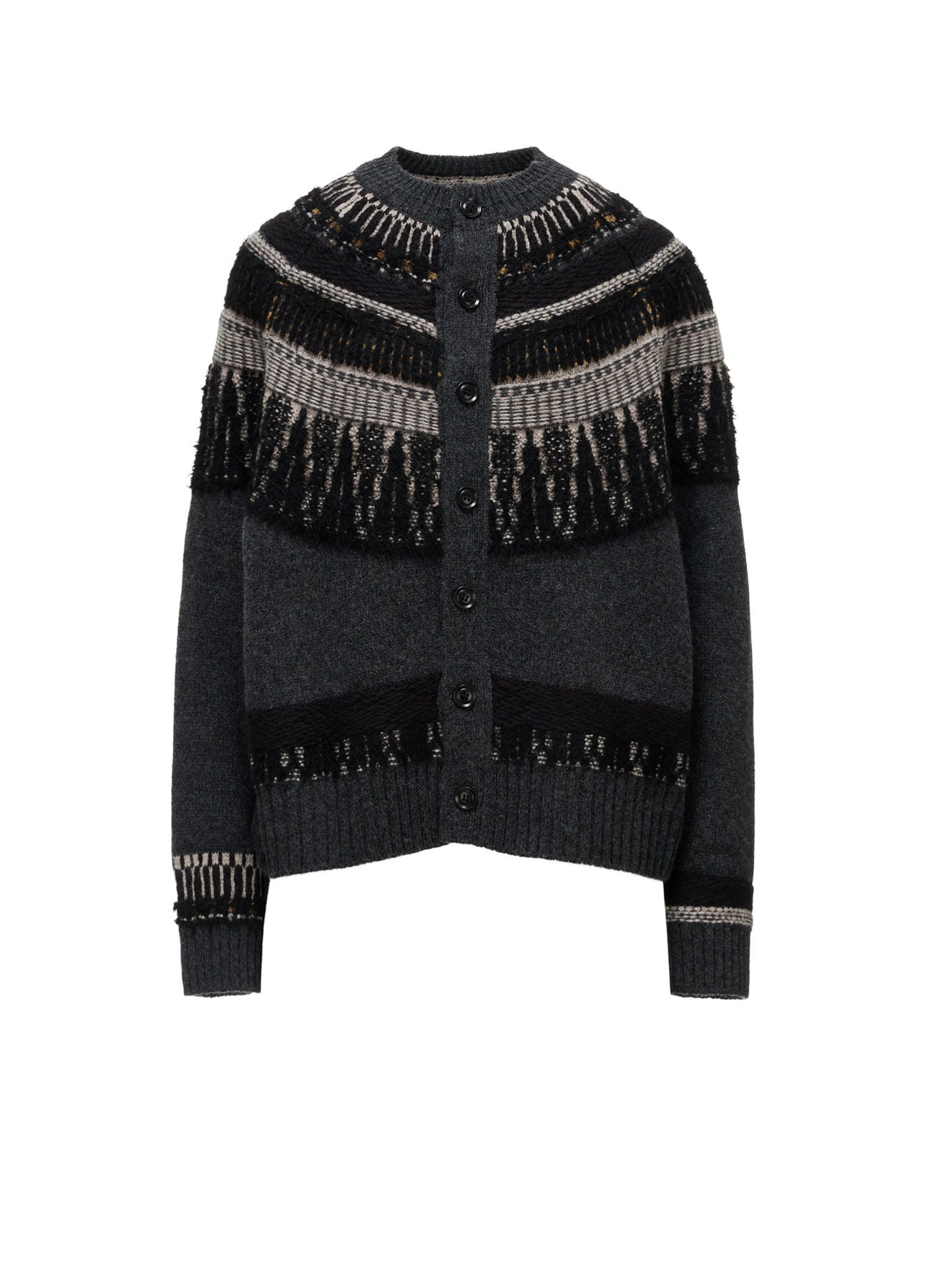 MULTI-MATERIAL NORDIC CARDIGAN