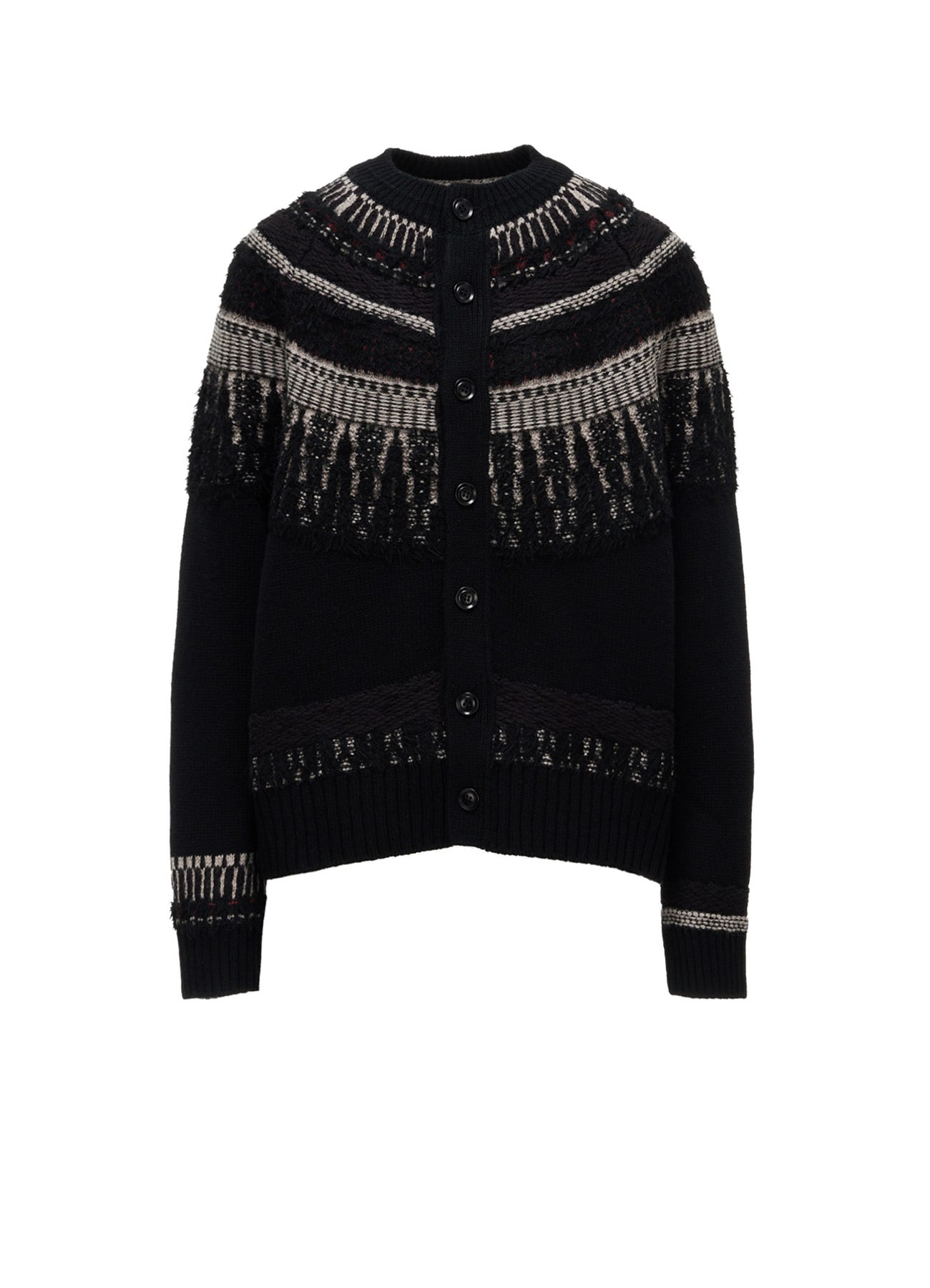 MULTI-MATERIAL NORDIC CARDIGAN