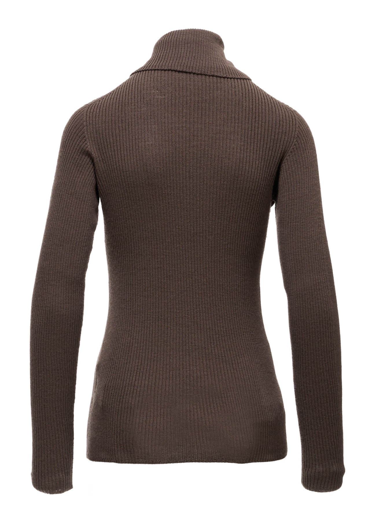 WOOL RIB 3-WAY BUTTON-UP HIGH NECK PULLOVER