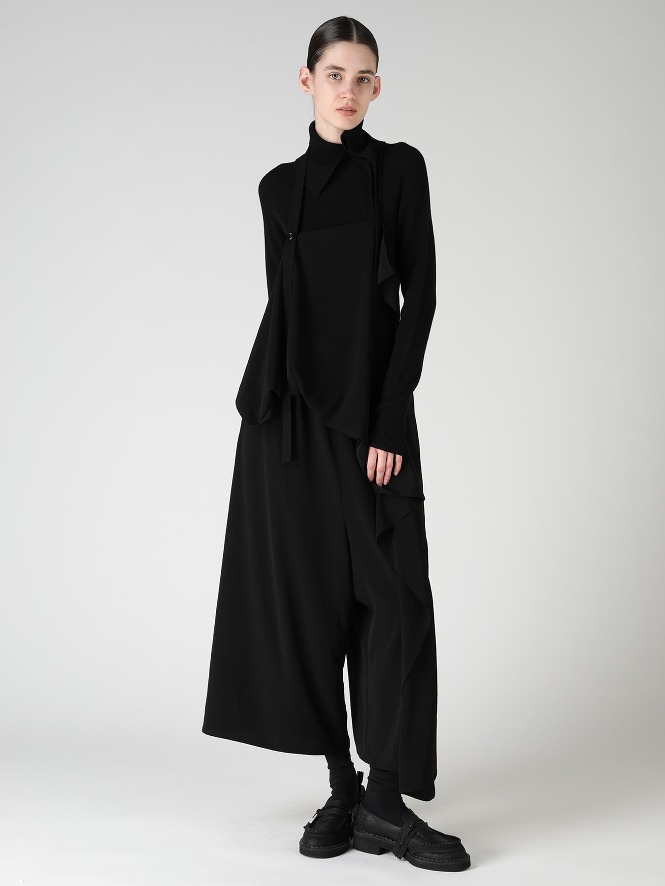 WOOL RIB 3-WAY BUTTON-UP HIGH NECK PULLOVER