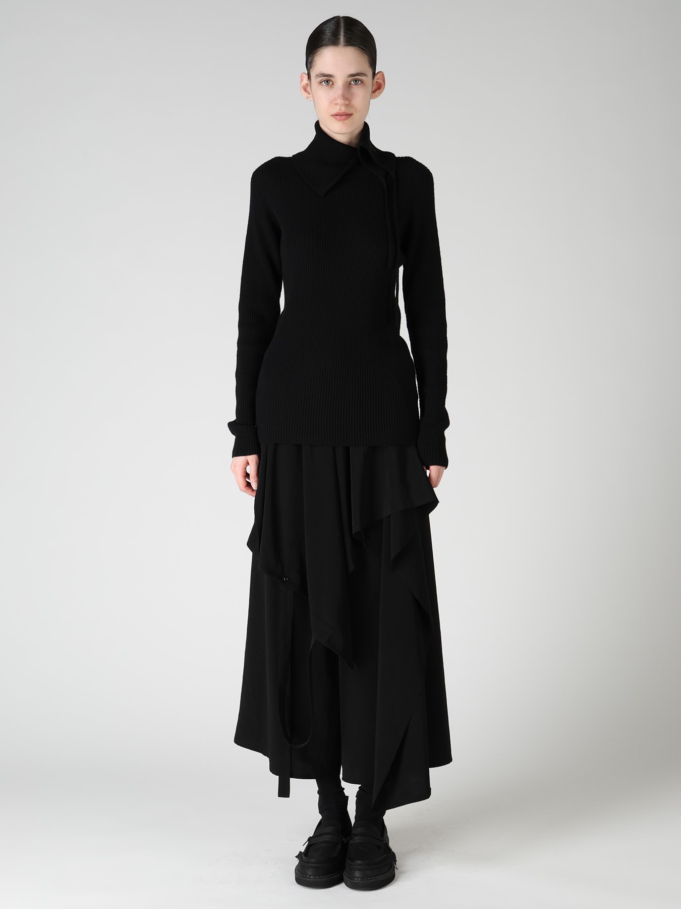 WOOL RIB 3-WAY BUTTON-UP HIGH NECK PULLOVER