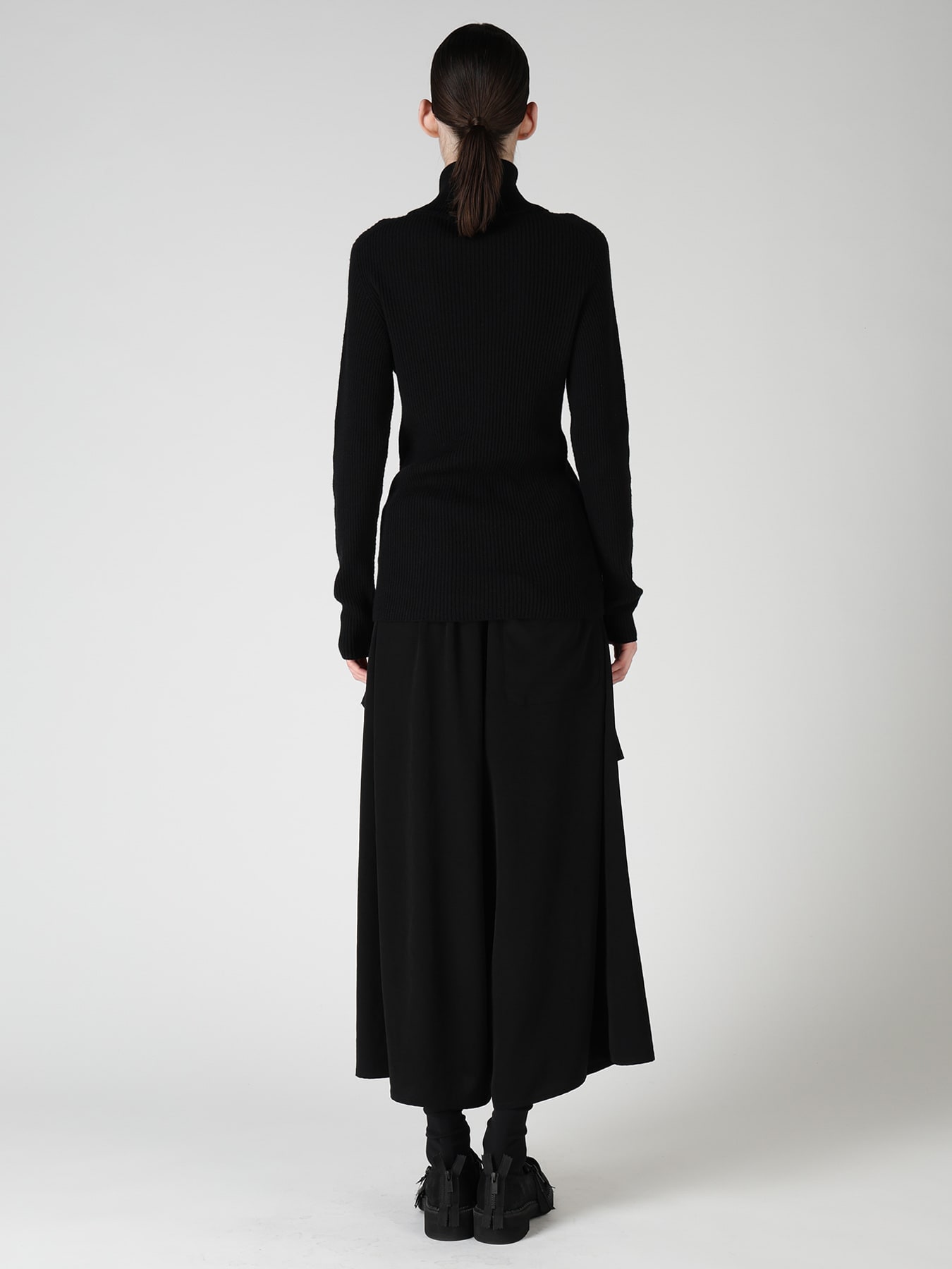 WOOL RIB 3-WAY BUTTON-UP HIGH NECK PULLOVER