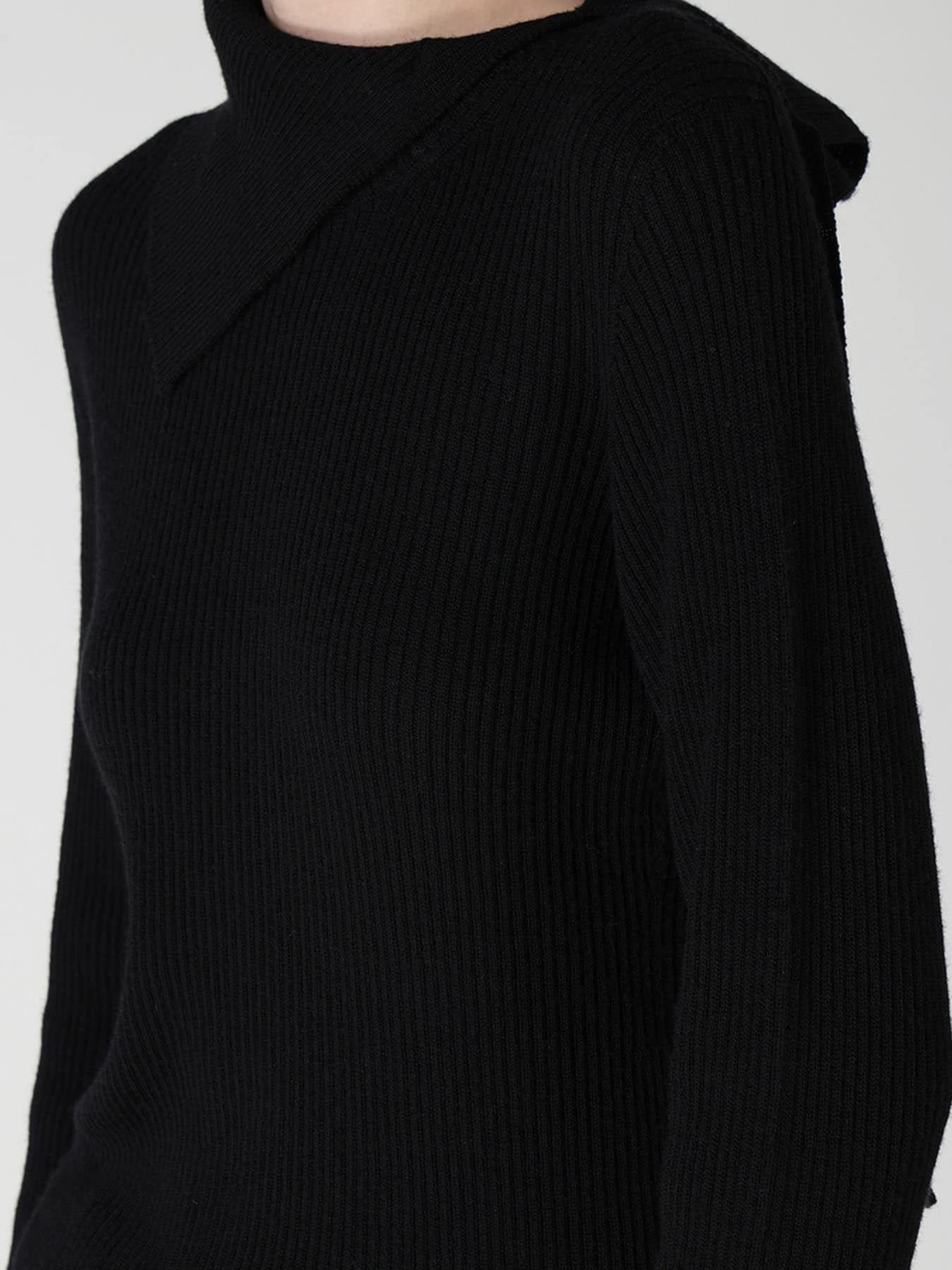 WOOL RIB 3-WAY BUTTON-UP HIGH NECK PULLOVER