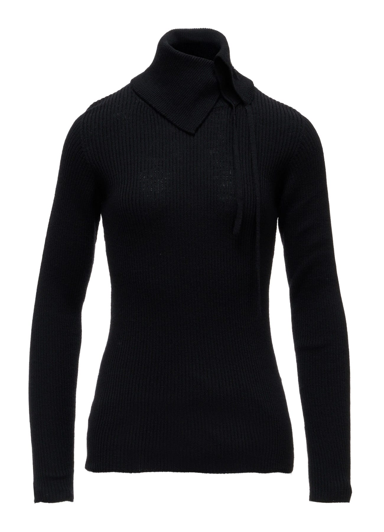 WOOL RIB 3-WAY BUTTON-UP HIGH NECK PULLOVER