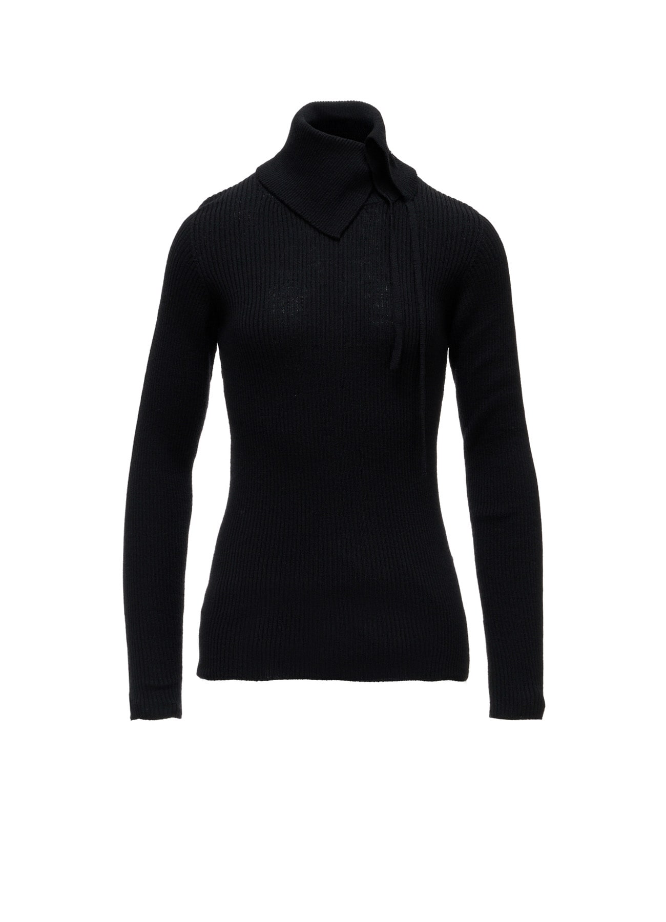 WOOL RIB 3-WAY BUTTON-UP HIGH NECK PULLOVER
