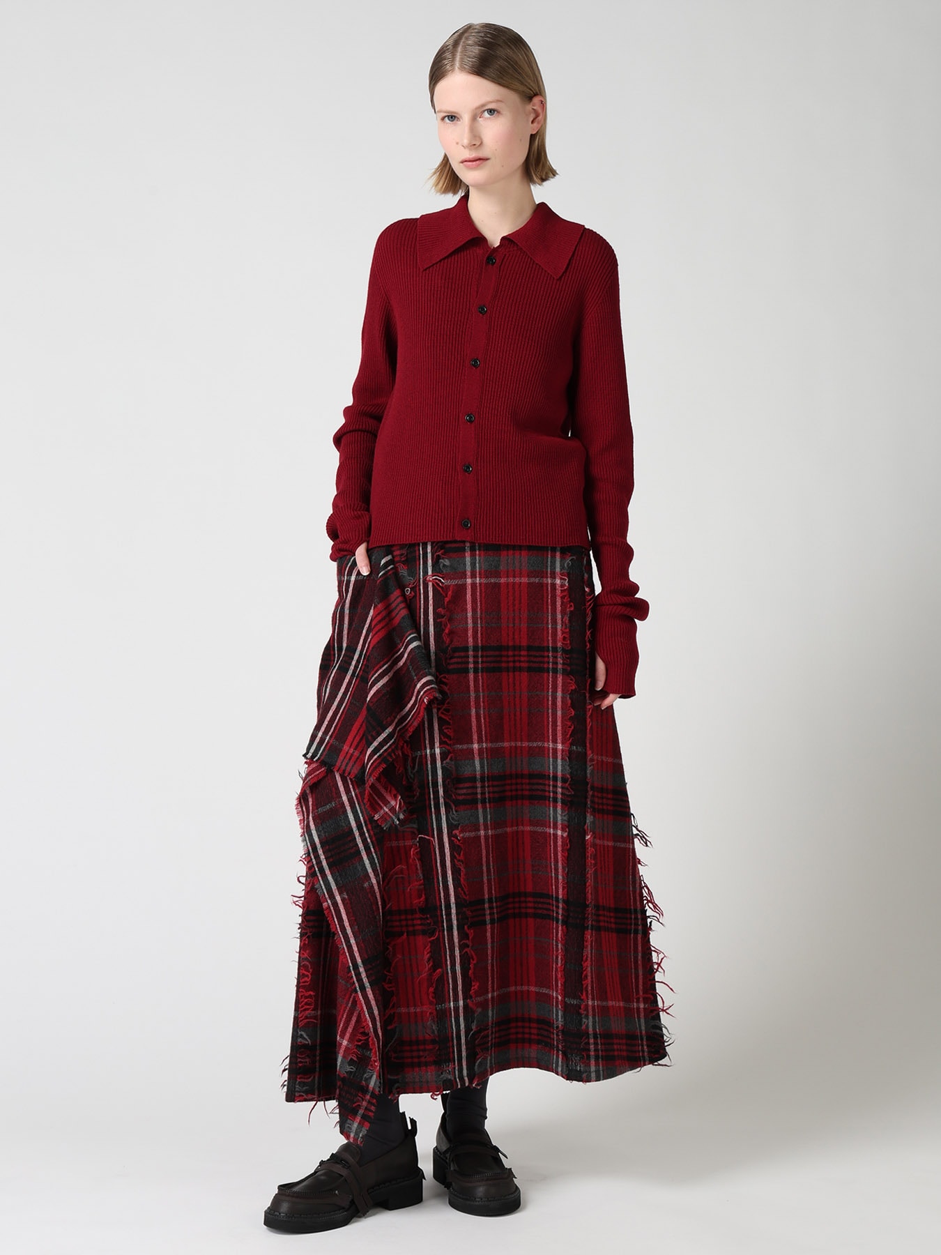 WOOL RIB BACK SHORT CARDIGAN