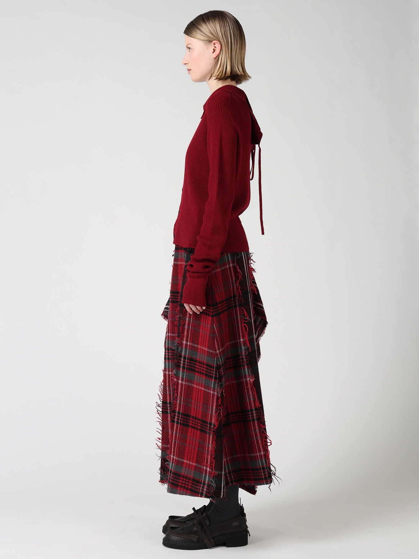 WOOL RIB BACK SHORT CARDIGAN