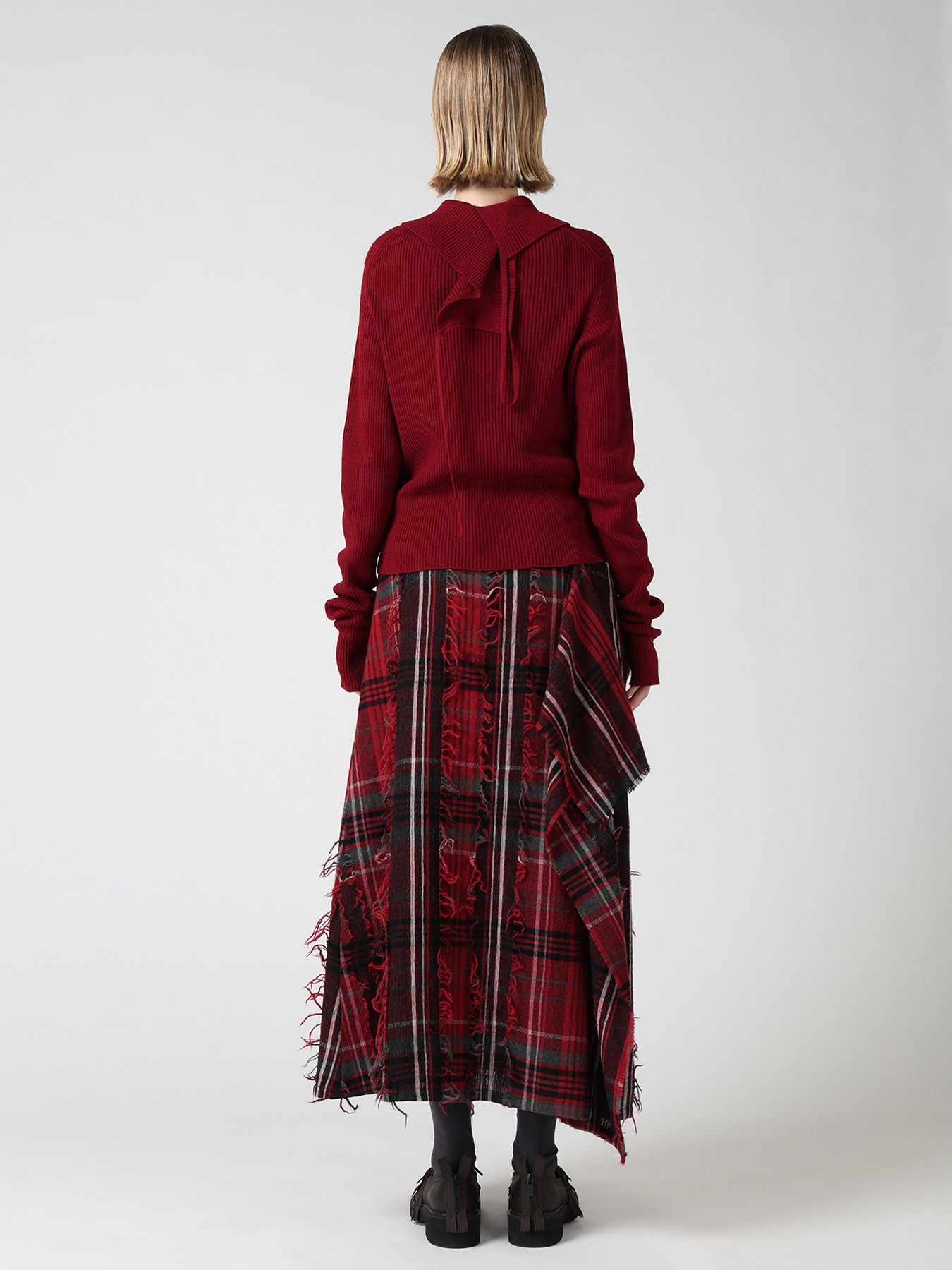 WOOL RIB BACK SHORT CARDIGAN
