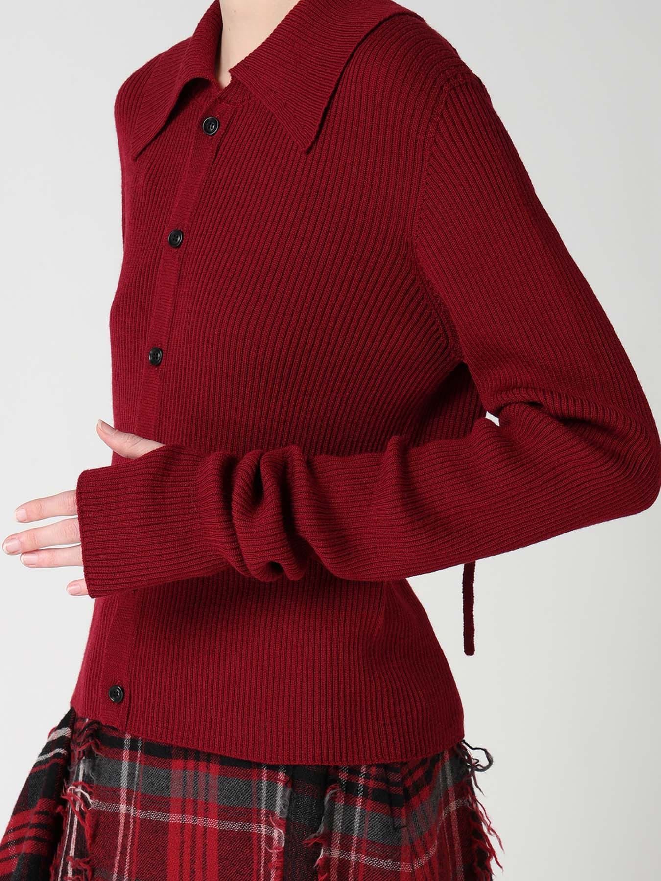 WOOL RIB BACK SHORT CARDIGAN