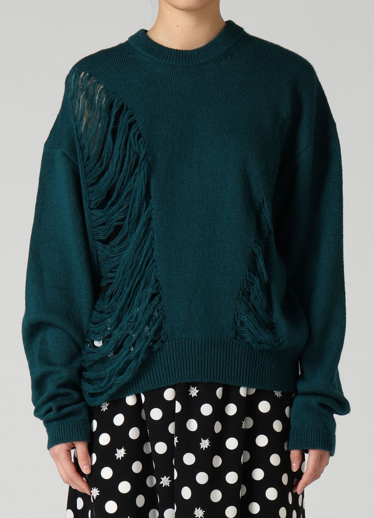 8G JERSEY DAMAGED KNIT(S Green): Y's.｜THE SHOP YOHJI YAMAMOTO