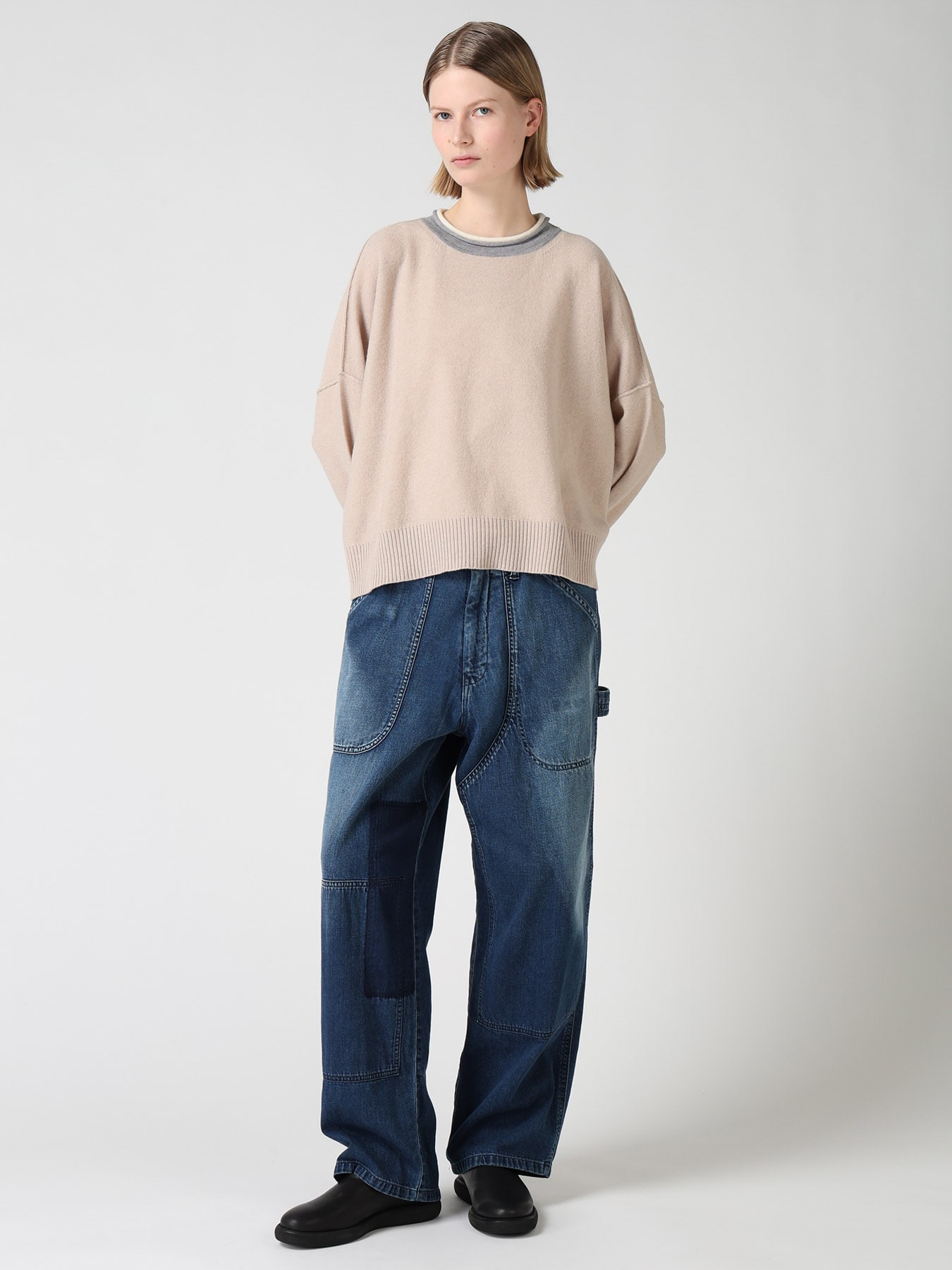 REVERSE JERSEY ROUND NECK BIG PULLOVER