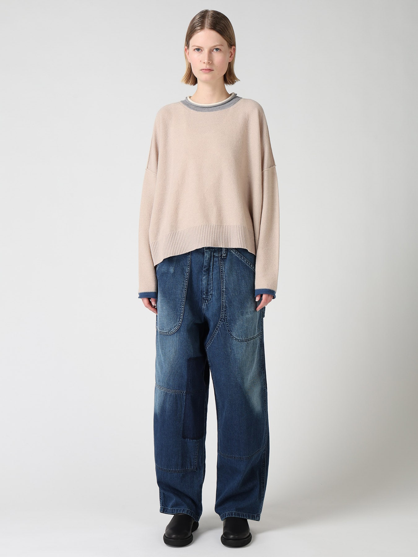 REVERSE JERSEY ROUND NECK BIG PULLOVER
