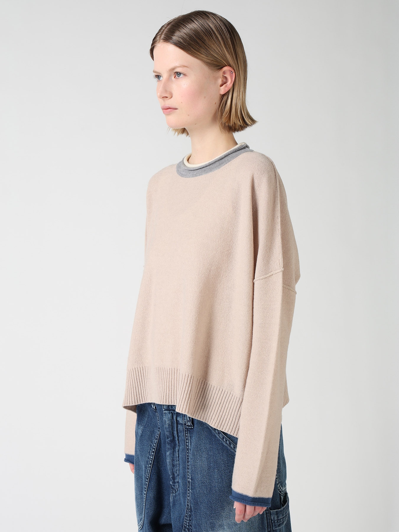 REVERSE JERSEY ROUND NECK BIG PULLOVER