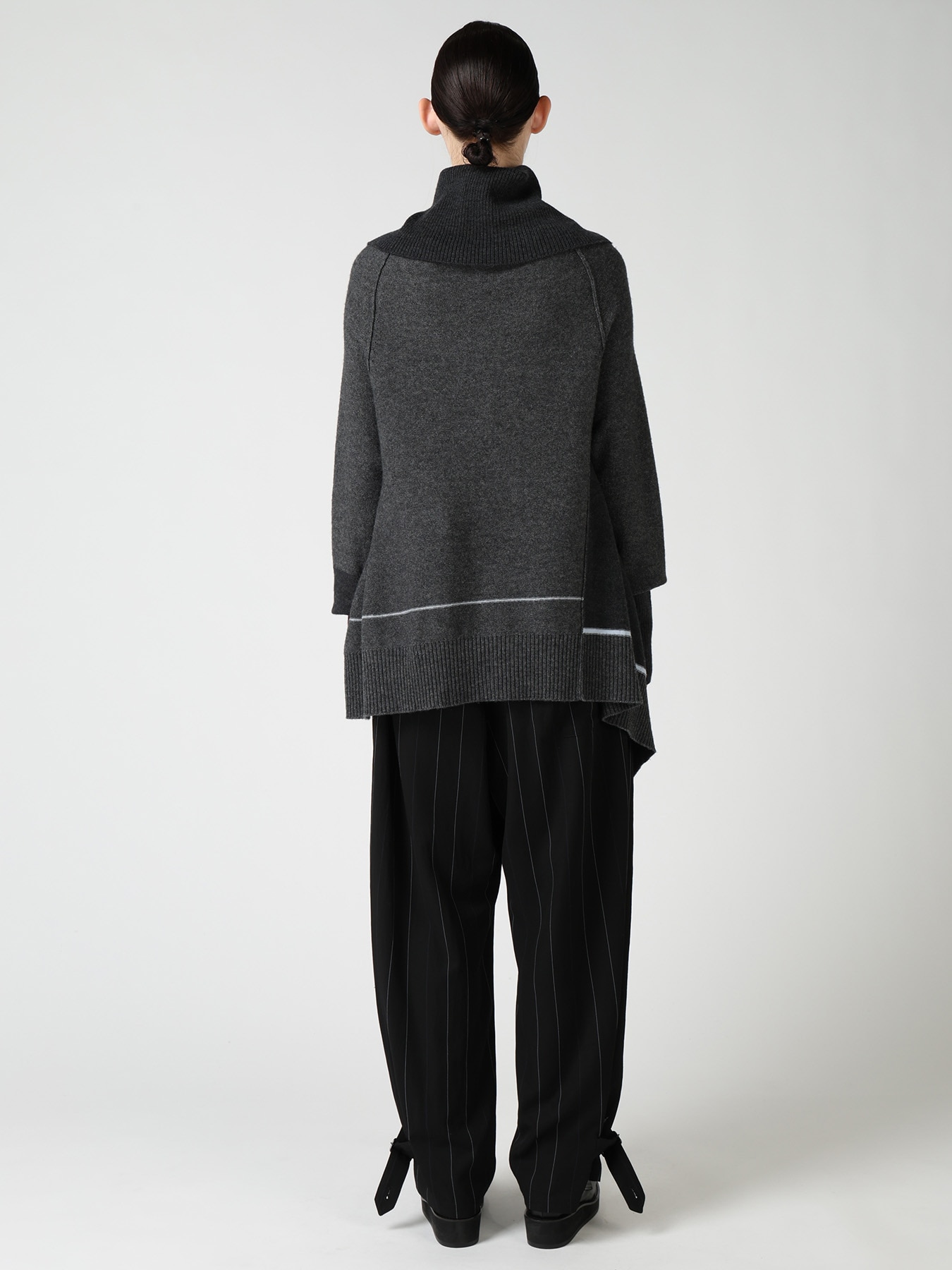 REVERSE JERSEY DRAPE SLEEVE CARDIGAN