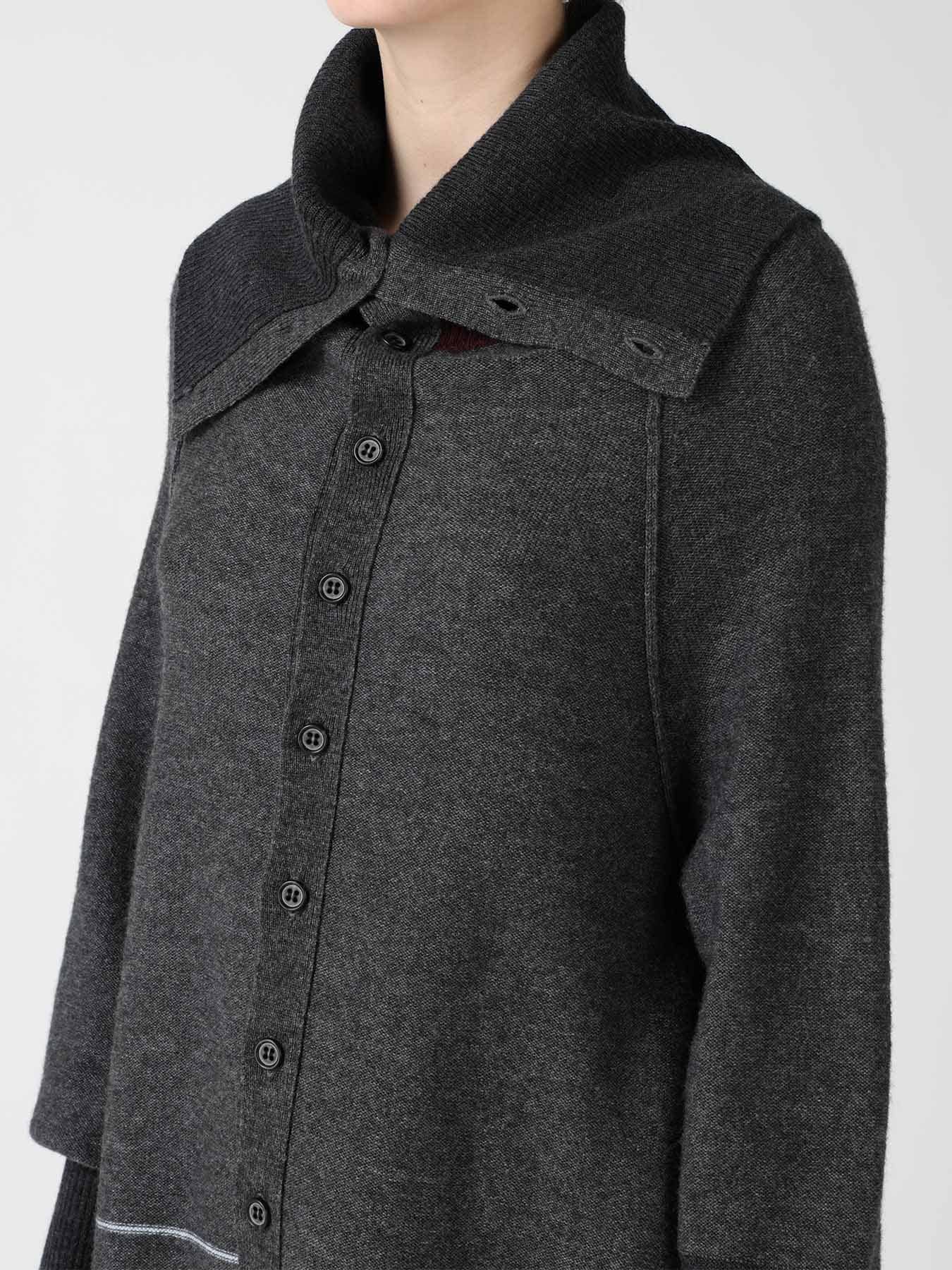 REVERSE JERSEY DRAPE SLEEVE CARDIGAN