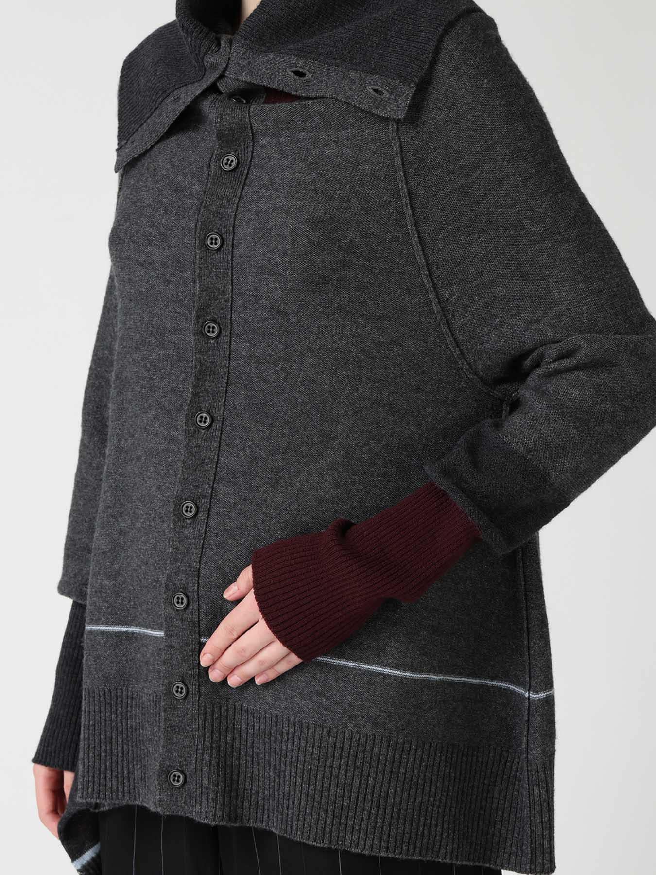 REVERSE JERSEY DRAPE SLEEVE CARDIGAN