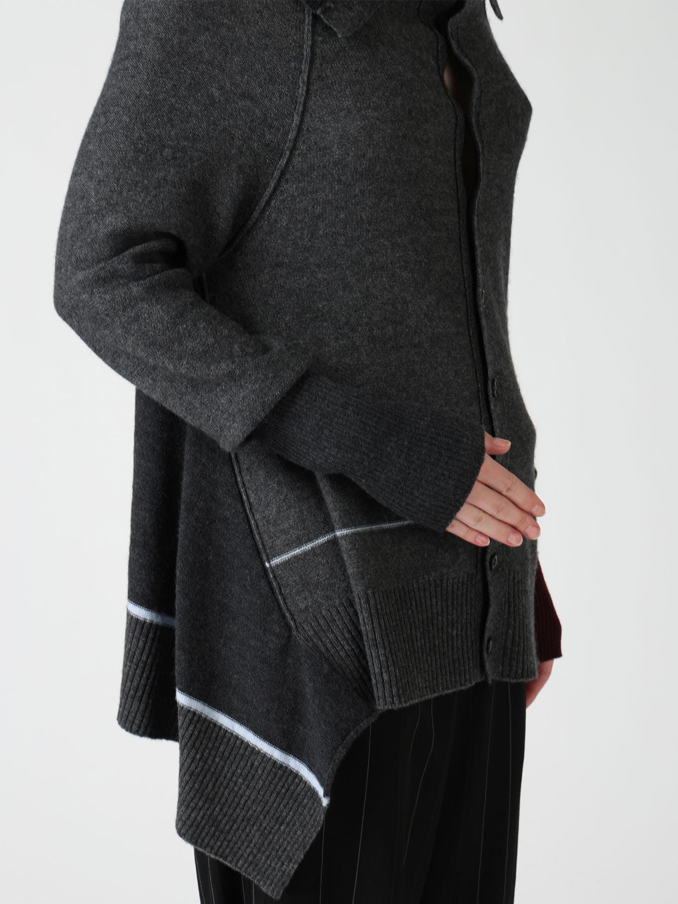 REVERSE JERSEY DRAPE SLEEVE CARDIGAN