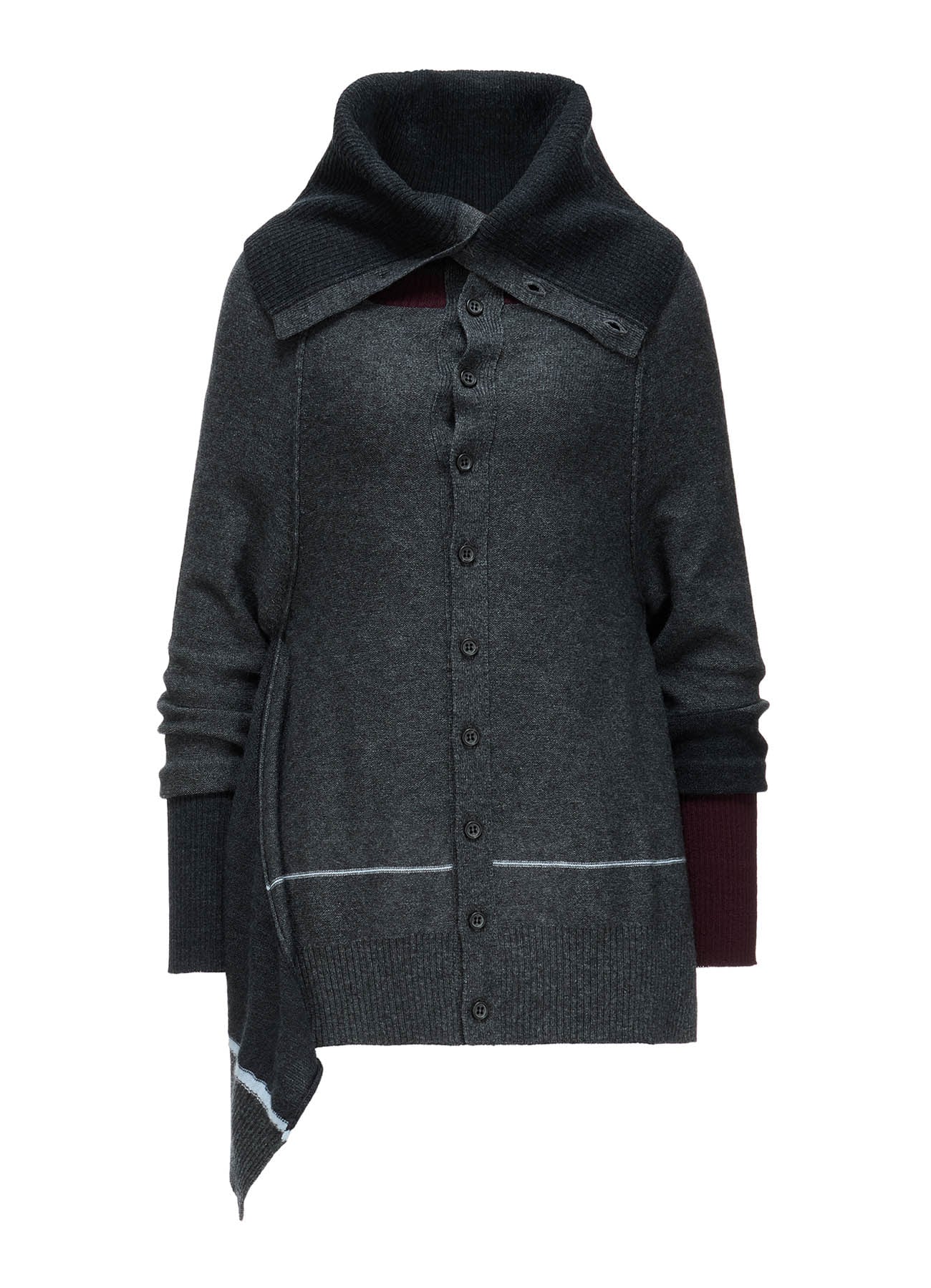 REVERSE JERSEY DRAPE SLEEVE CARDIGAN