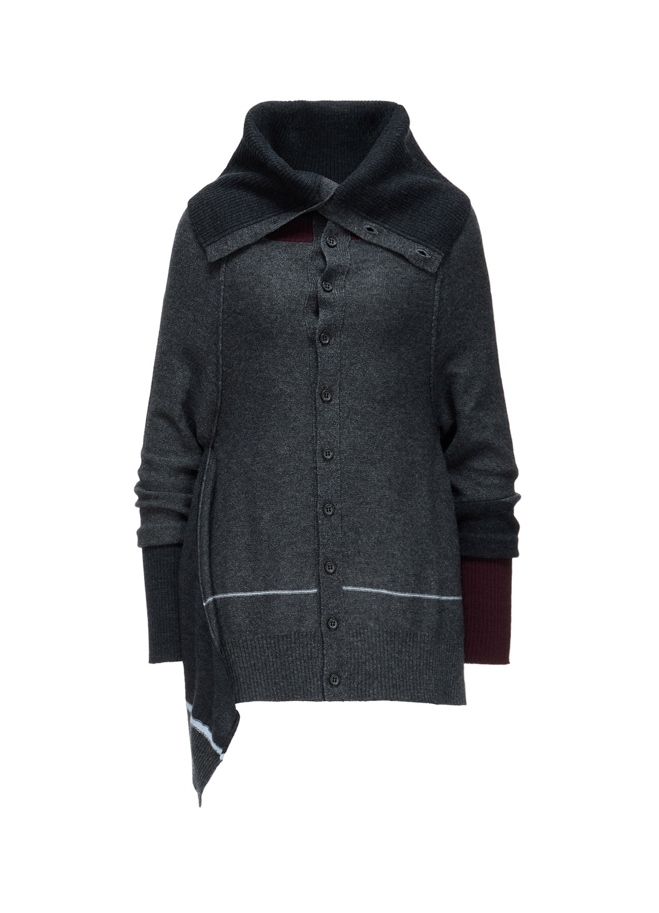 REVERSE JERSEY DRAPE SLEEVE CARDIGAN