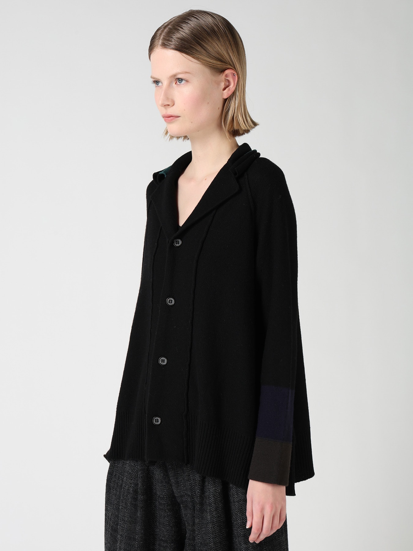 REVERSE JERSEY SIDE DRAPE JACKET