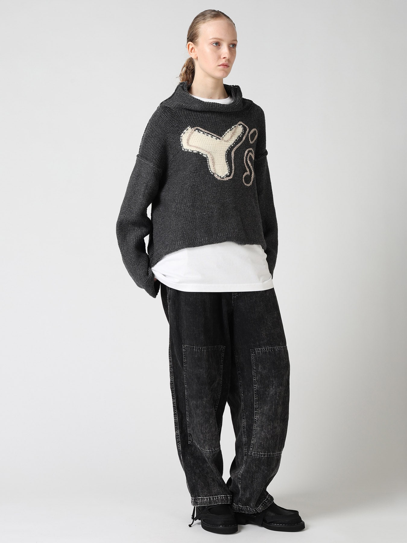 Y's LOGO KNIT PULLOVER(S Charcoal): Y's｜THE SHOP YOHJI YAMAMOTO