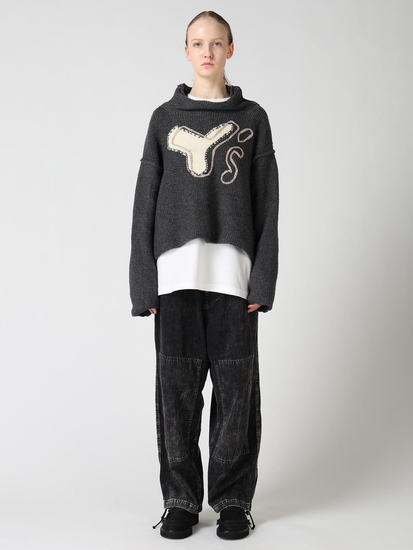Y's LOGO KNIT PULLOVER(S Charcoal): Y's｜THE SHOP YOHJI YAMAMOTO