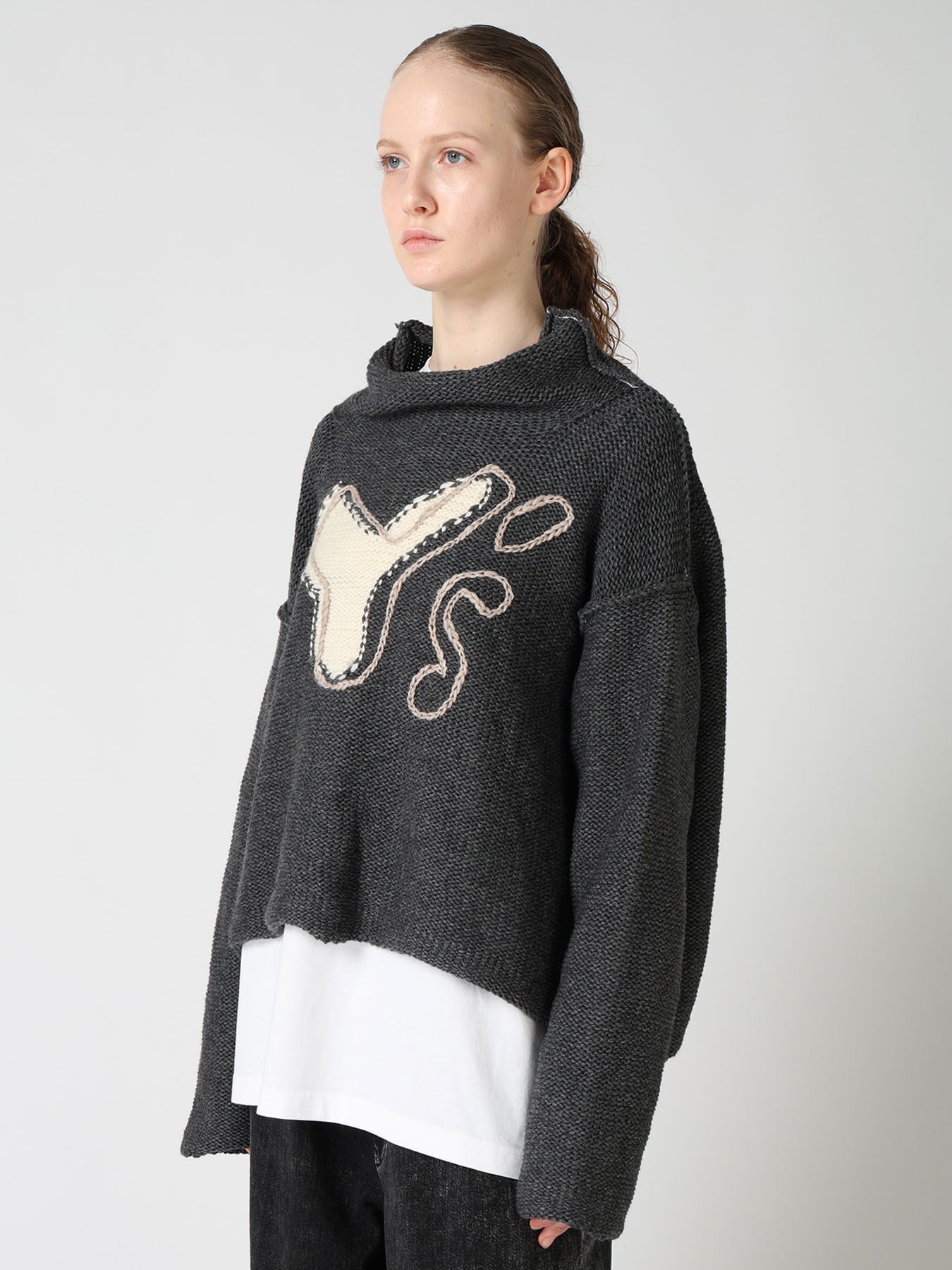 Y's LOGO KNIT PULLOVER(S Charcoal): Y's｜THE SHOP YOHJI YAMAMOTO