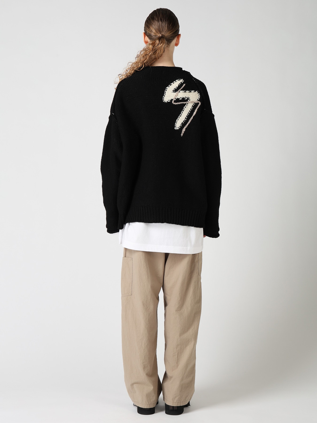 Y's ワイズ デストロイド コットン オーバーニット カーディガン Y's LOGO KNIT CARDIGAN(S Black): Y's｜THE SHOP YOHJI YAMAMOTO