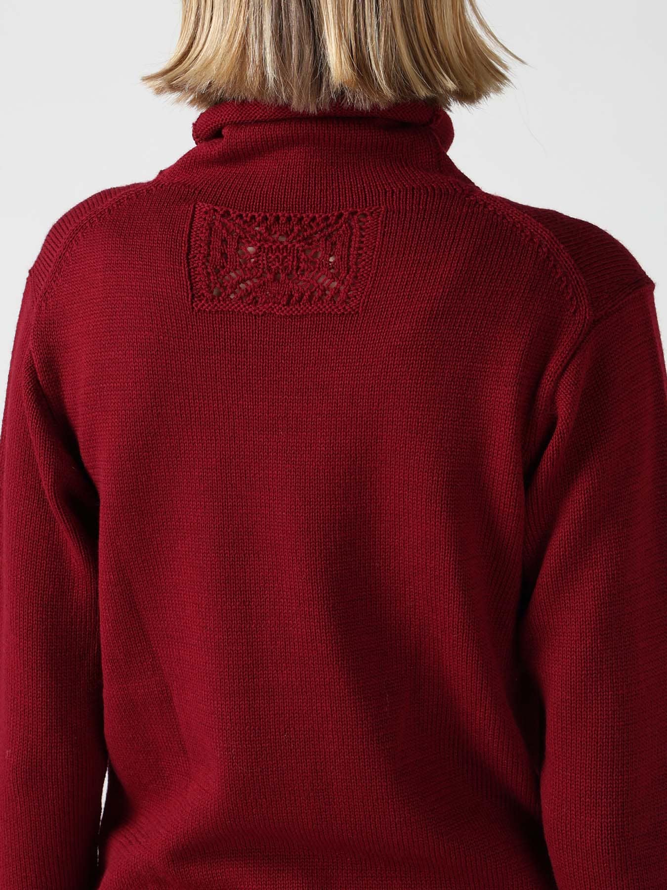 WOOL JERSEY LACE HIGH NECK PULLOVER