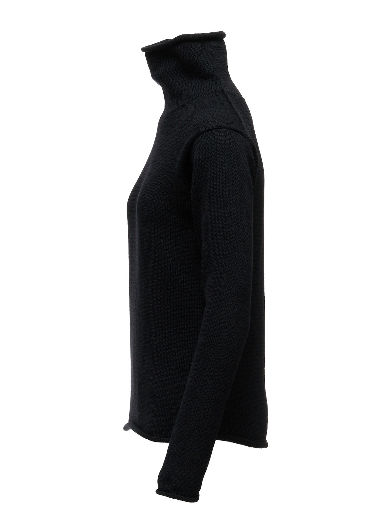 WOOL JERSEY LACE HIGH NECK PULLOVER