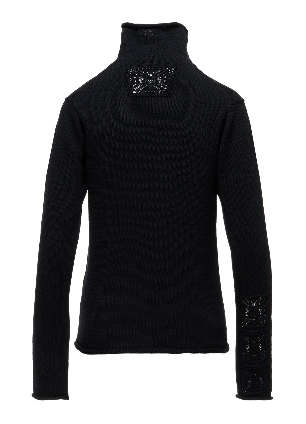 WOOL JERSEY LACE HIGH NECK PULLOVER