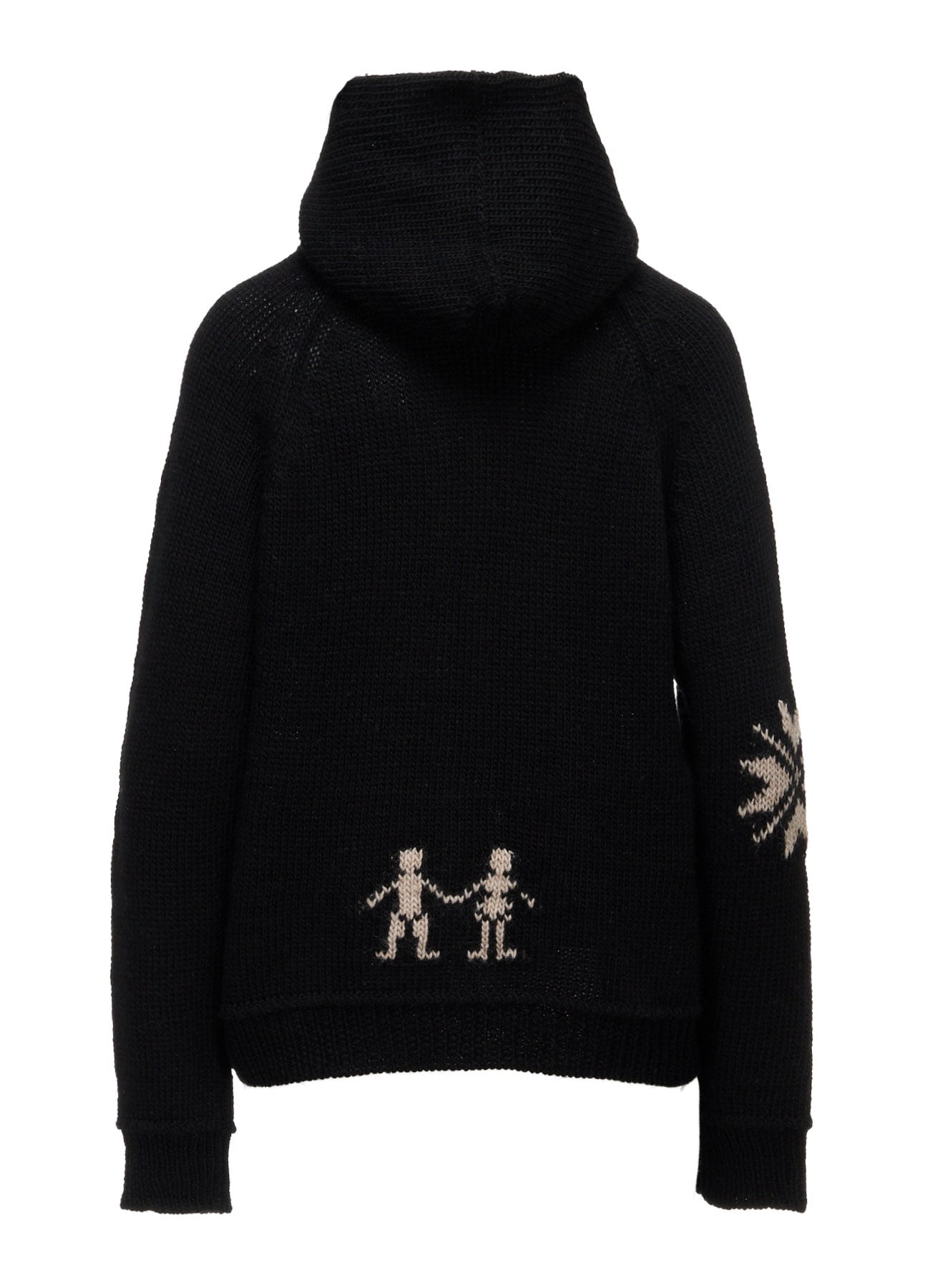 WOOL JERSEY INTARSIA HOODIE