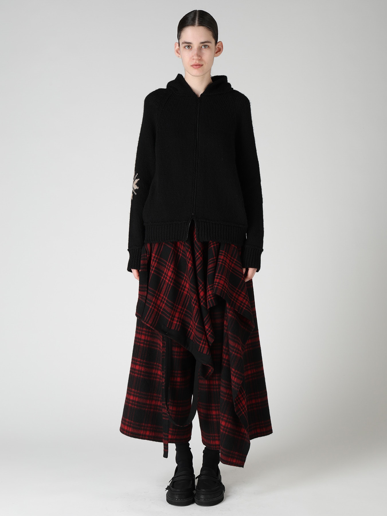 WOOL JERSEY INTARSIA HOODIE