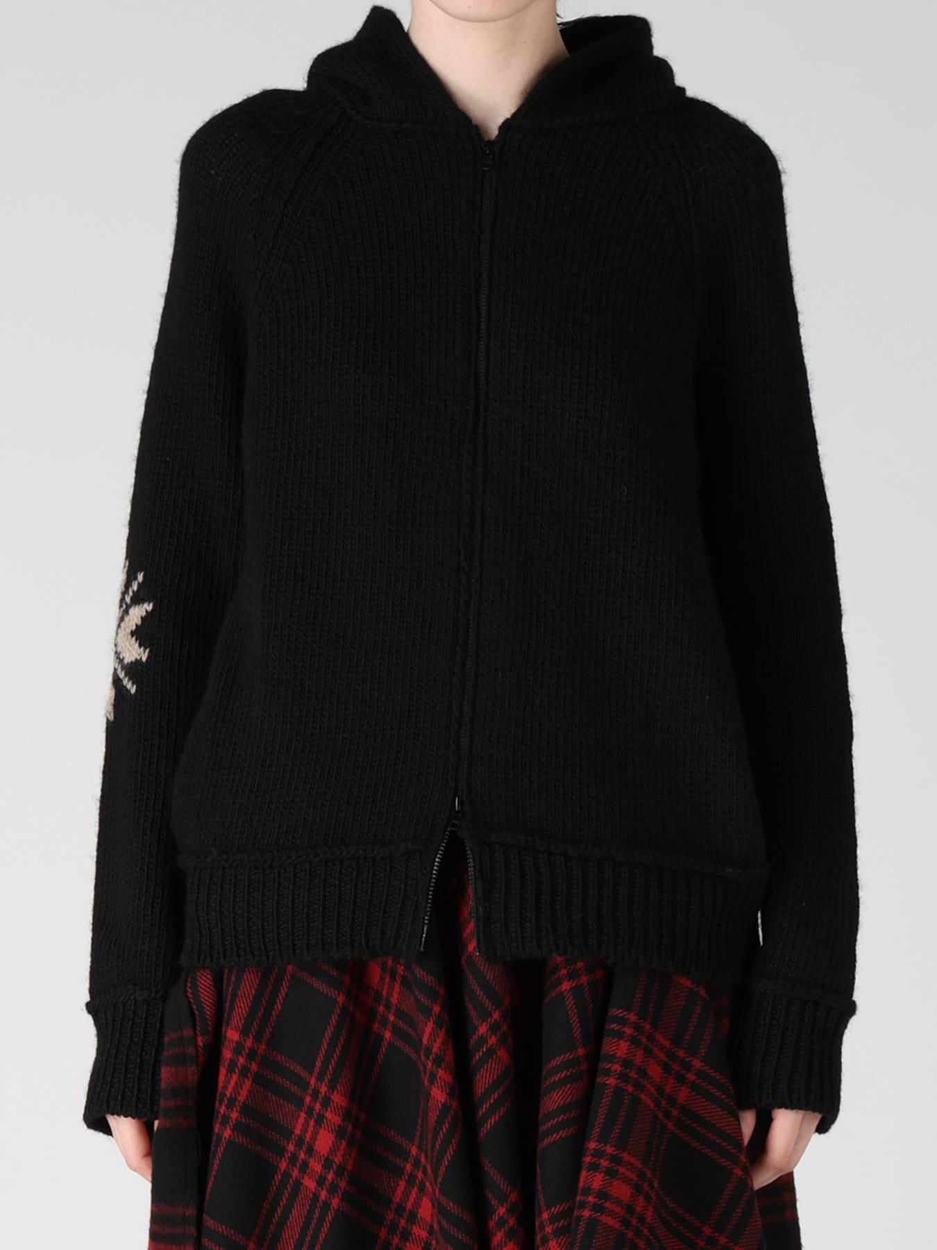 WOOL JERSEY INTARSIA HOODIE