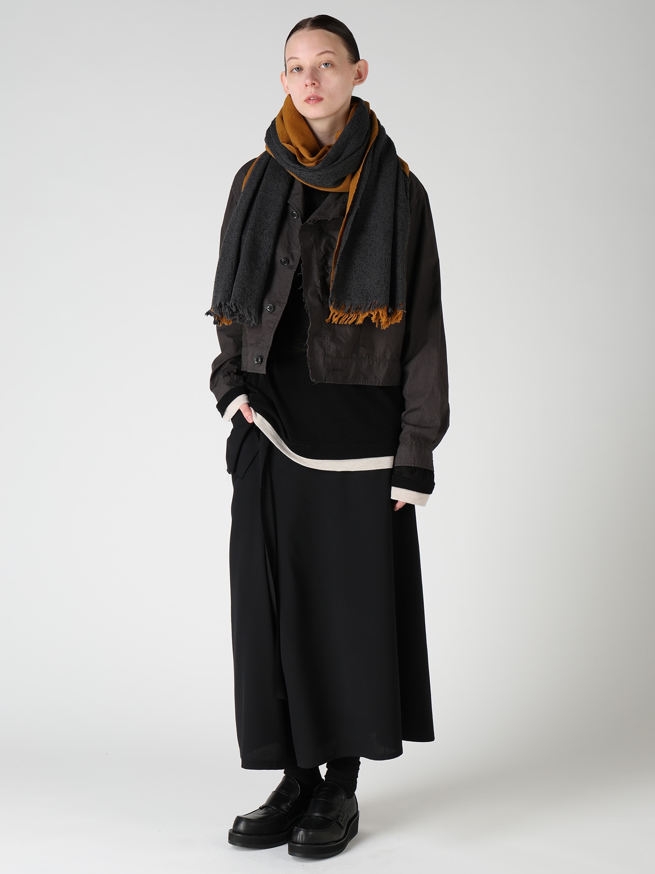 WOOL PLAIN WEAVE DOUBLE LAYER SCARF