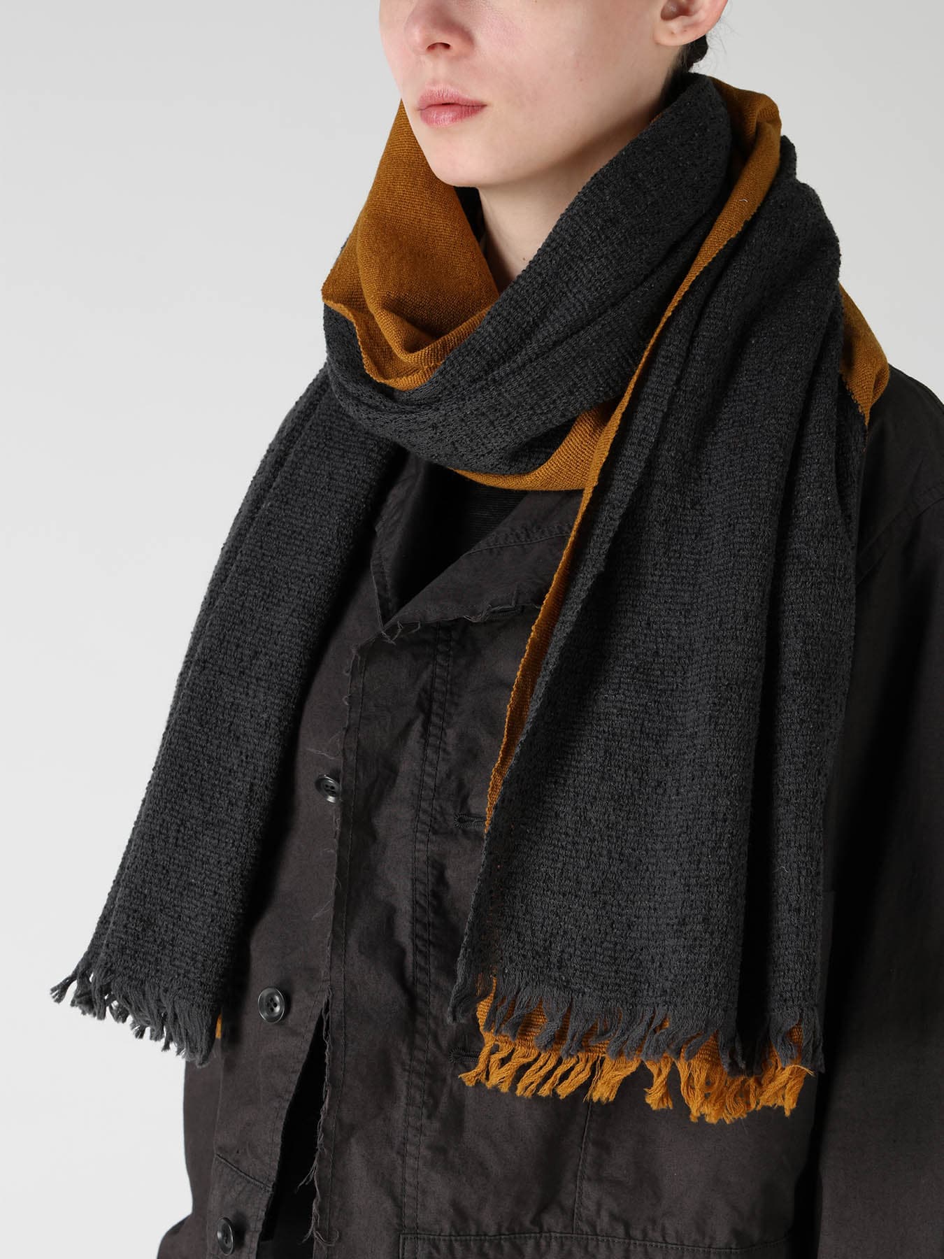 WOOL PLAIN WEAVE DOUBLE LAYER SCARF
