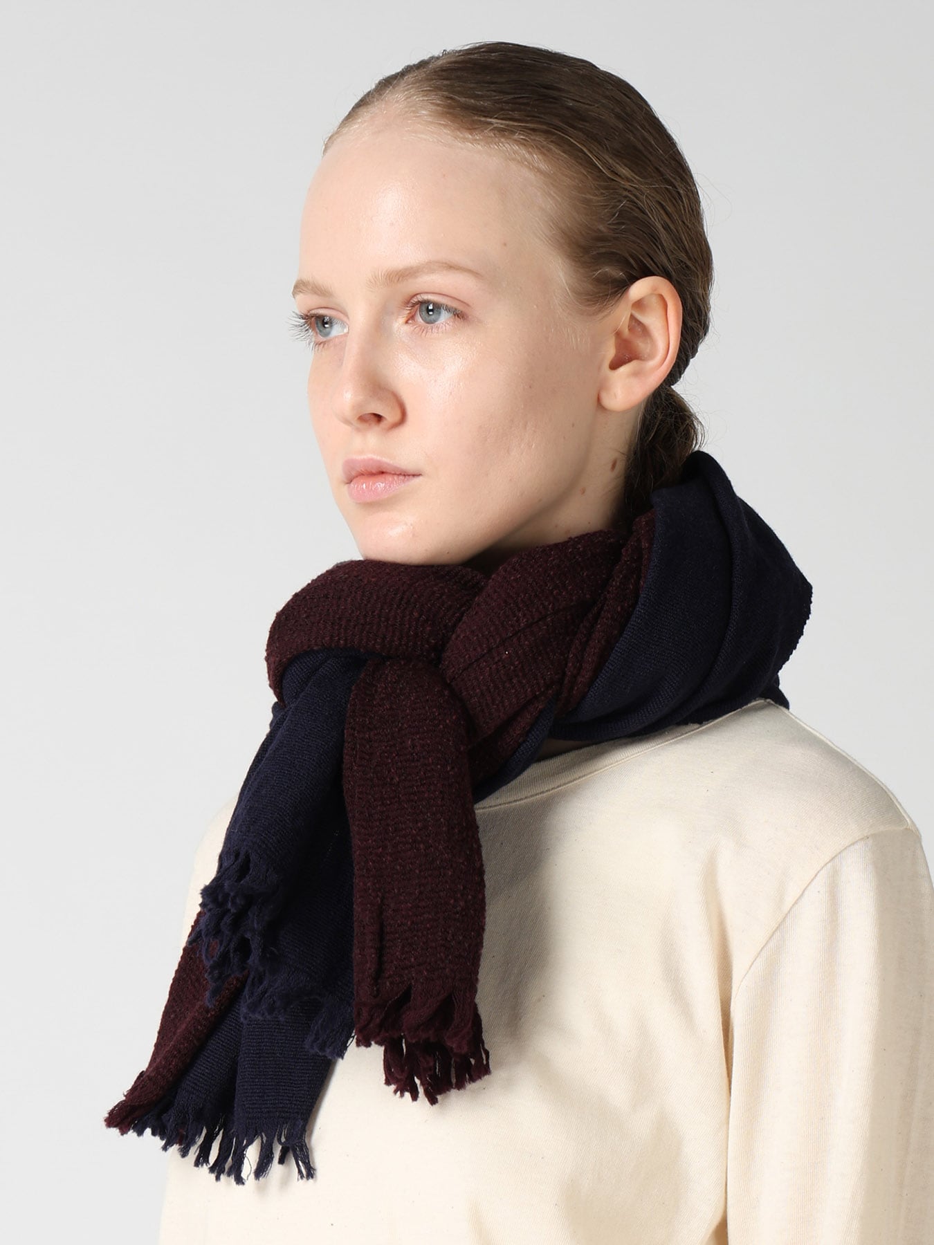 WOOL PLAIN WEAVE DOUBLE LAYER SCARF