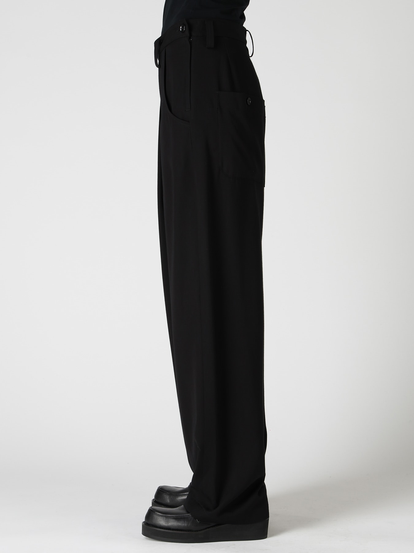VISCOSE/TRIACETATE BLEND FRONT TUCK SIDE OPEN PANTS