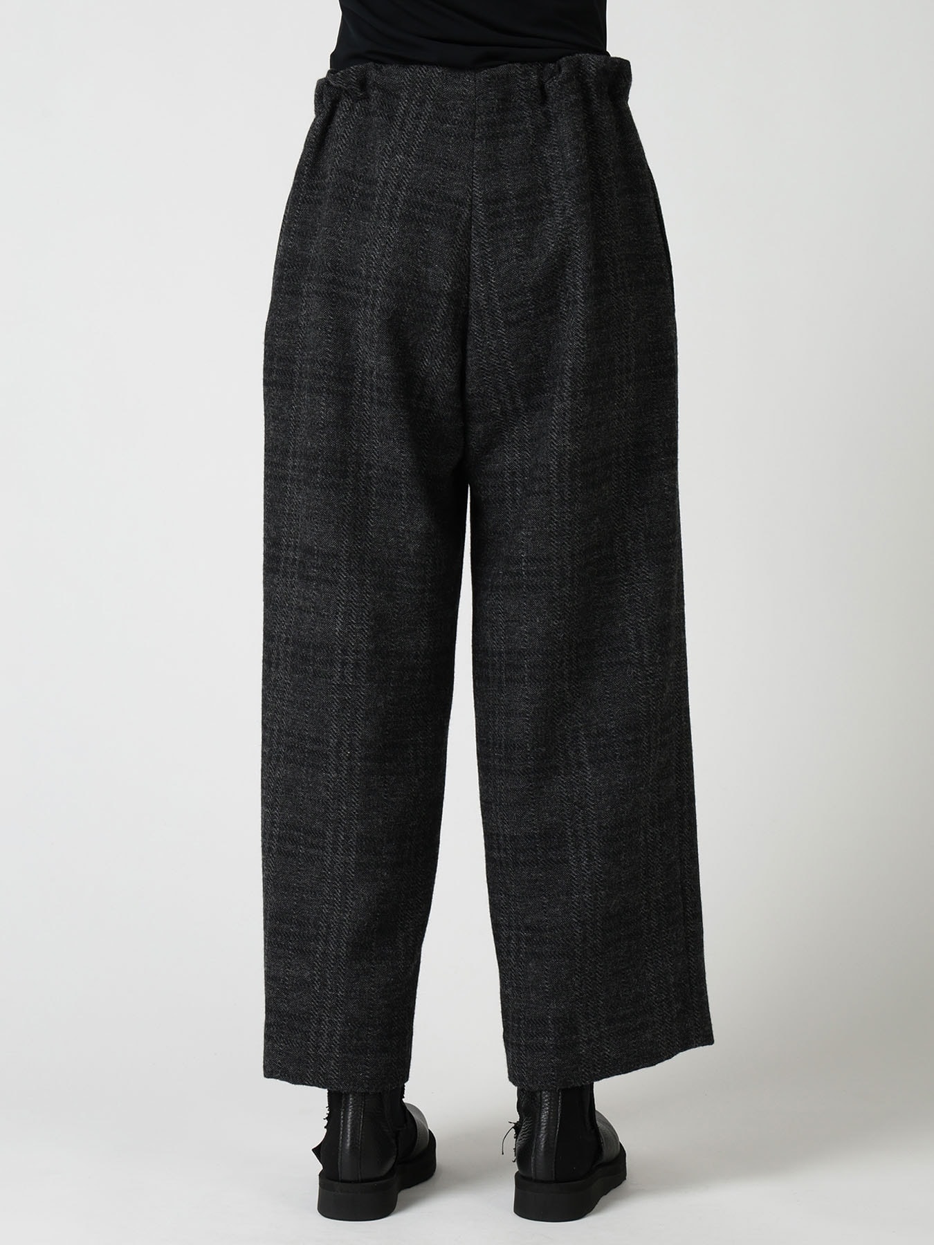 WOOL BLEND PLAID STRAIGHT PANTS
