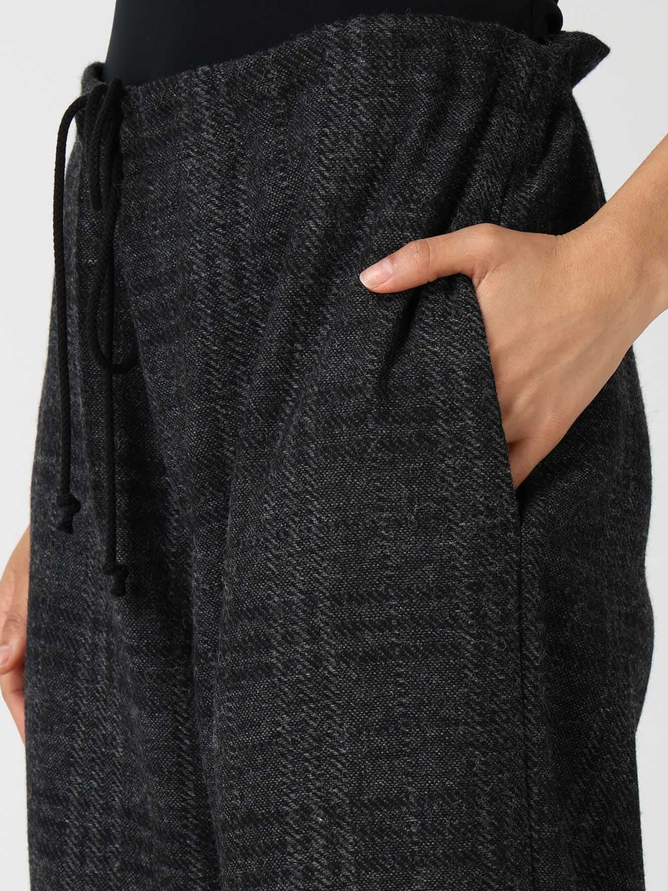 WOOL BLEND PLAID STRAIGHT PANTS