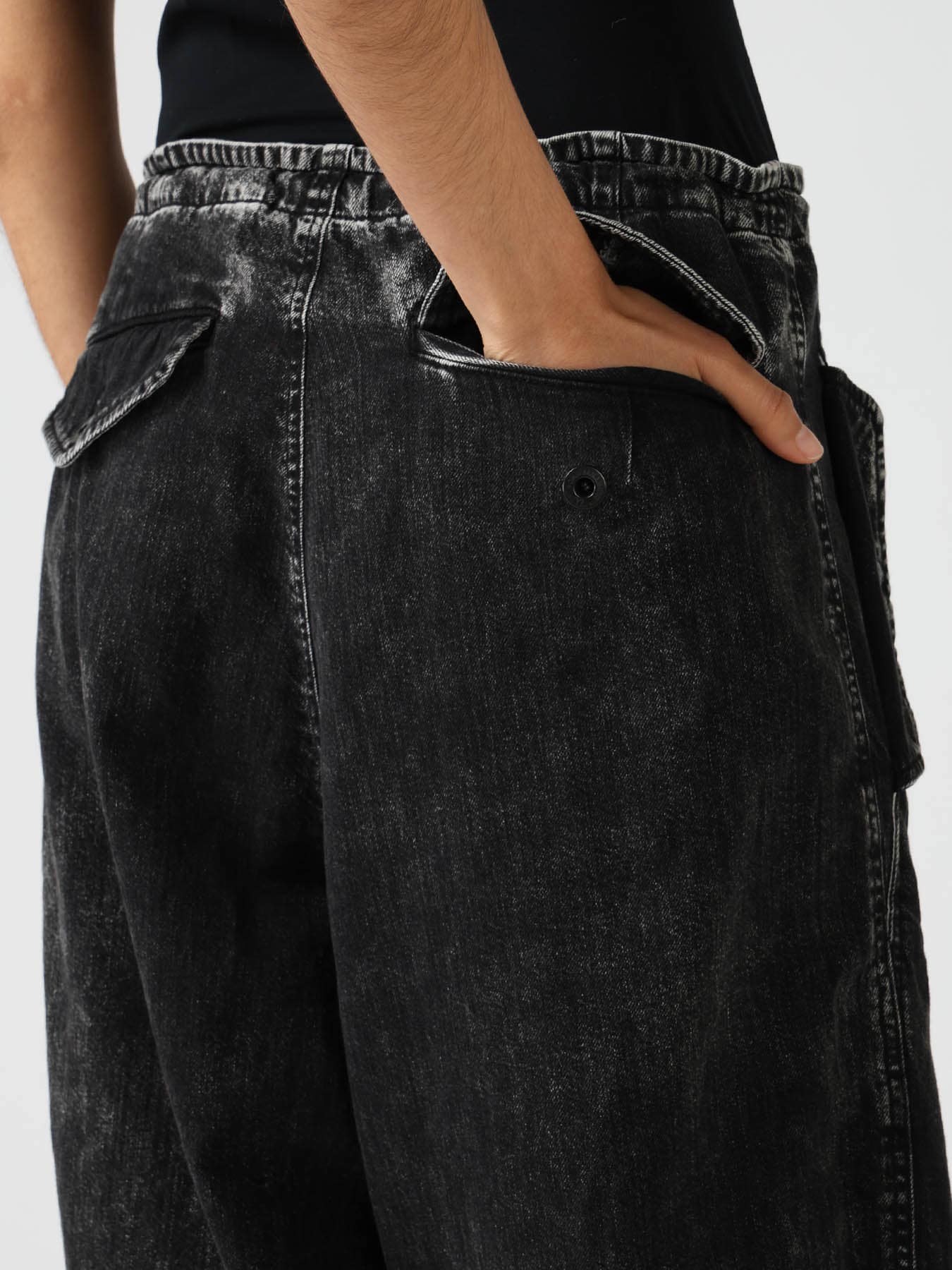 8OZ DENIM CHEMICAL WASH 4 POCKET STRING PANTS