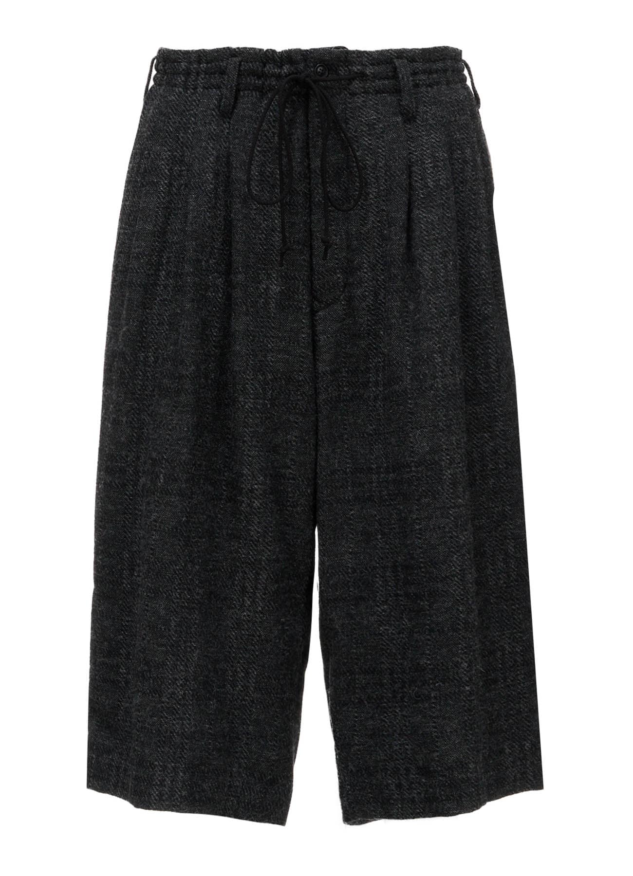 WOOL BLEND PLAID 3-TUCK HALF PANTS
