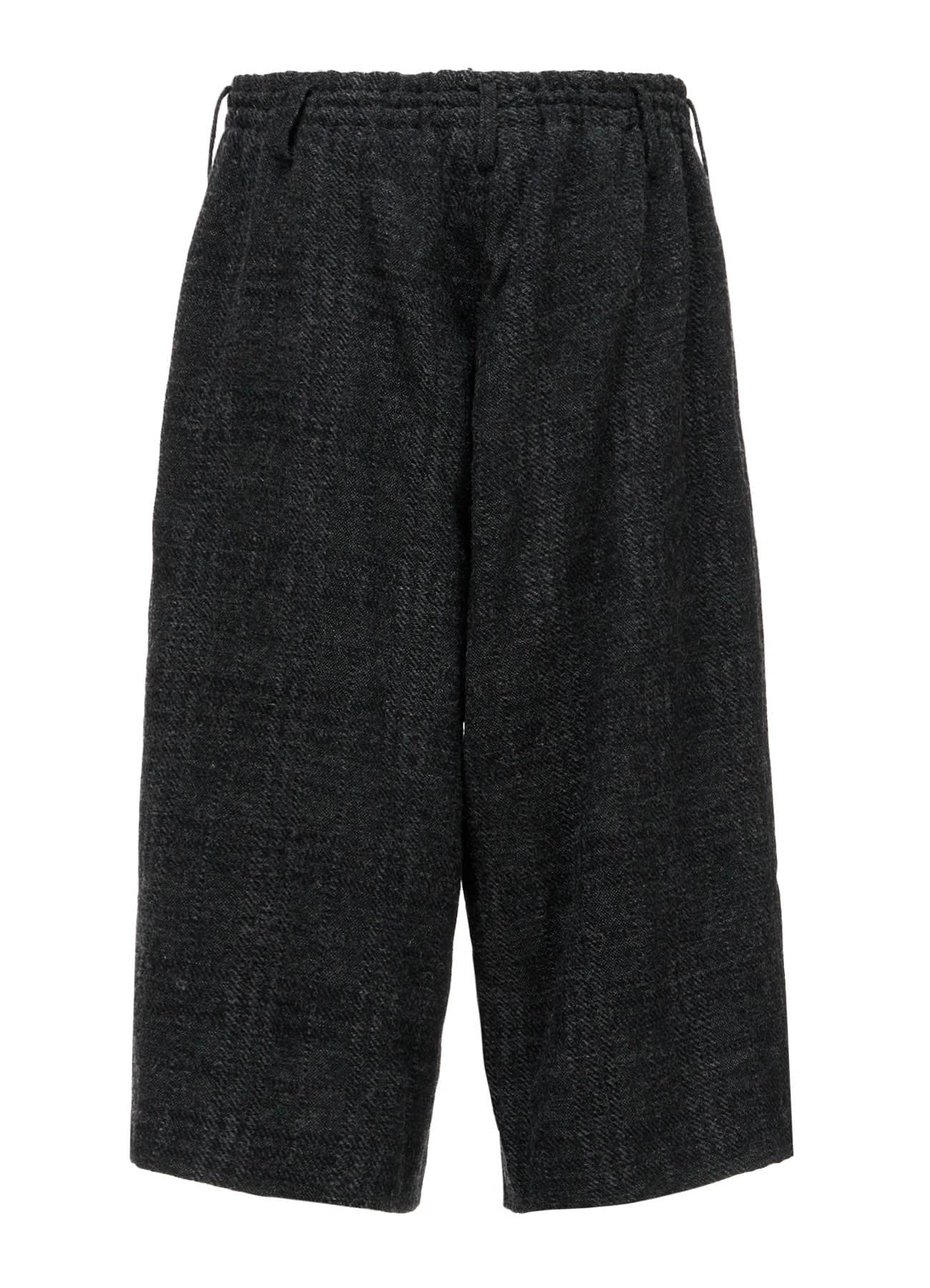 WOOL BLEND PLAID 3-TUCK HALF PANTS