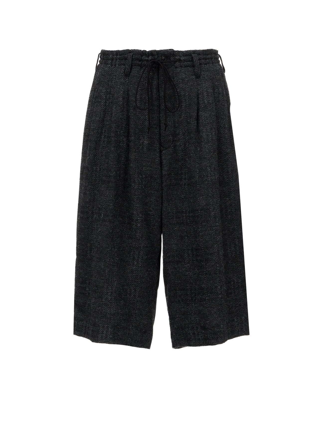 WOOL BLEND PLAID 3-TUCK HALF PANTS