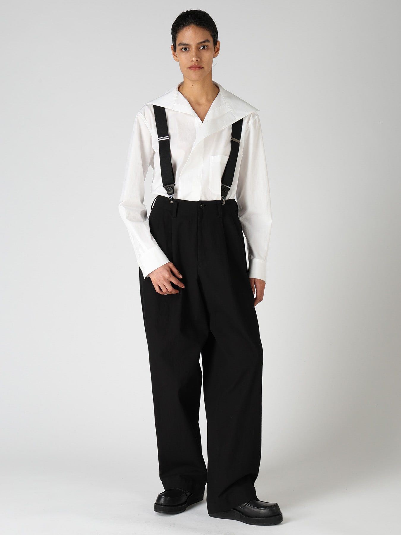 COTTON TWILL 2-TUCK WIDE PANTS