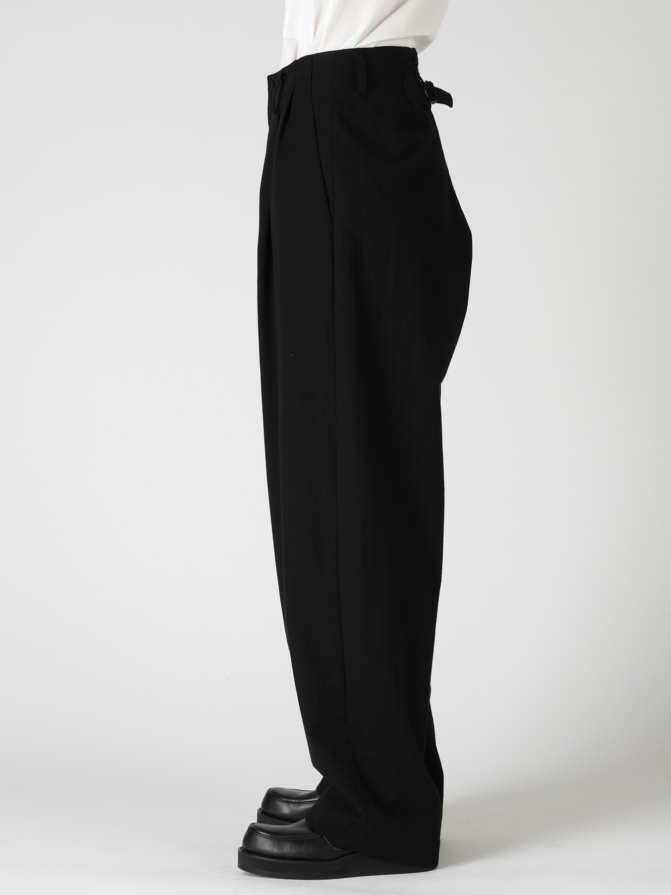 COTTON TWILL 2-TUCK WIDE PANTS