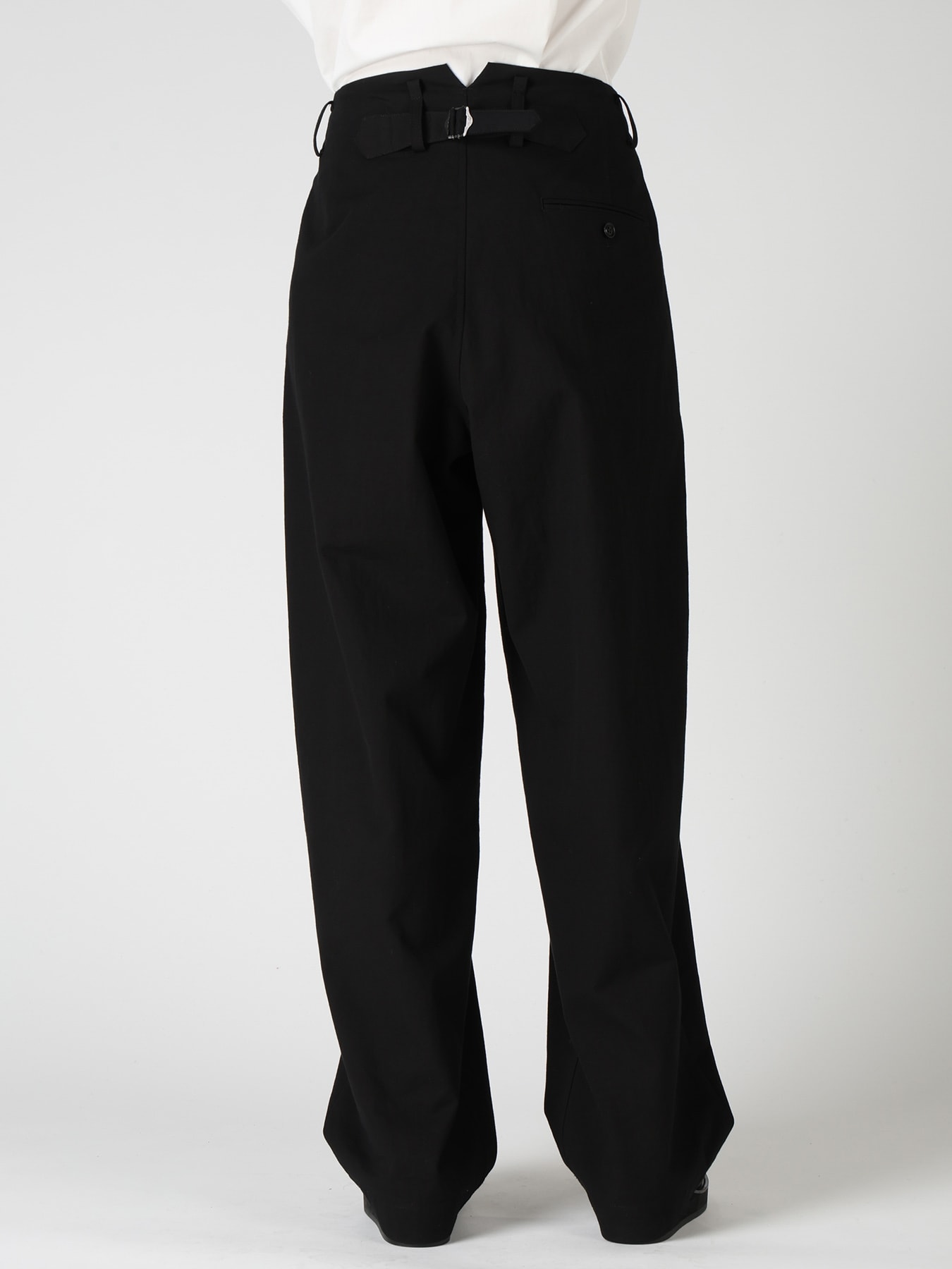 COTTON TWILL 2-TUCK WIDE PANTS