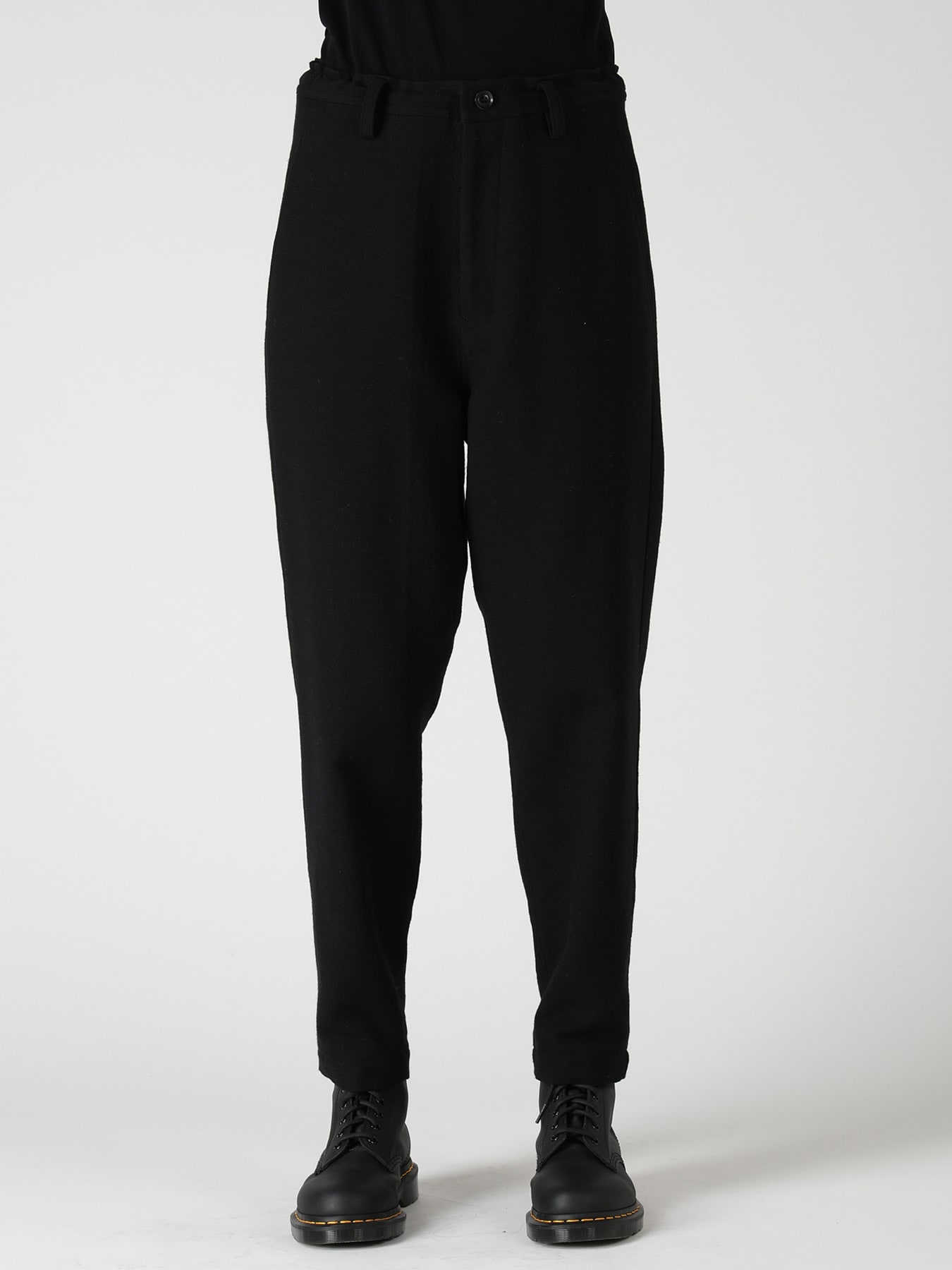 WOOL BLEND KERSEY FRINGE TAPERED PANTS